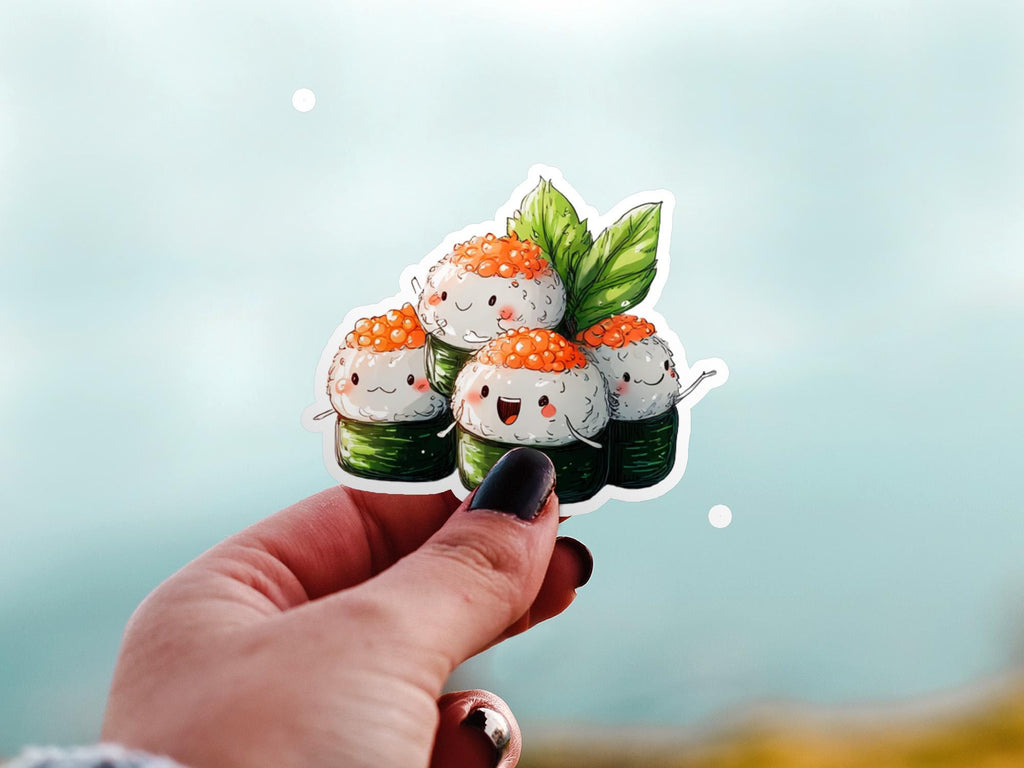 Sushi cute family kawaii style Sticker, Kiss-Cut Vinyl Decals, Waterproof Stickers for Laptop & Tumbler, Cute Vinyl Decal Stickers