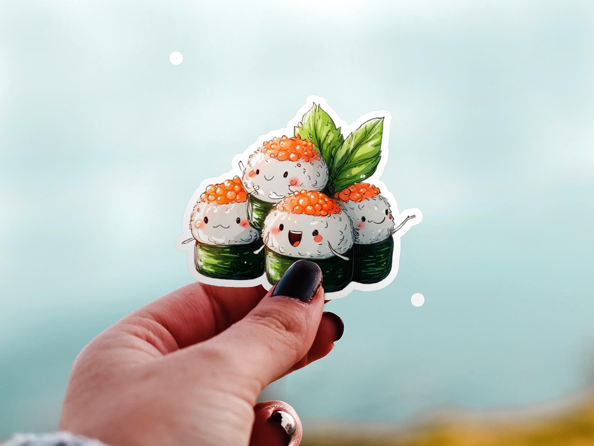 Sushi cute family kawaii style Sticker, Kiss-Cut Vinyl Decals, Waterproof Stickers for Laptop & Tumbler, Cute Vinyl Decal Stickers