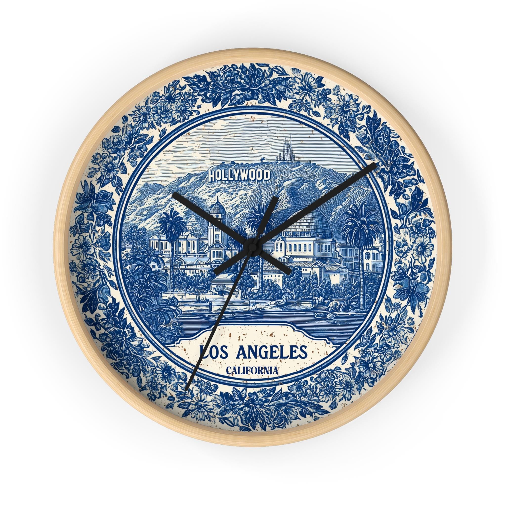 Los Angeles California Wall Clock, Delf style Home Decor, Vintage City Travel Keepsake Art