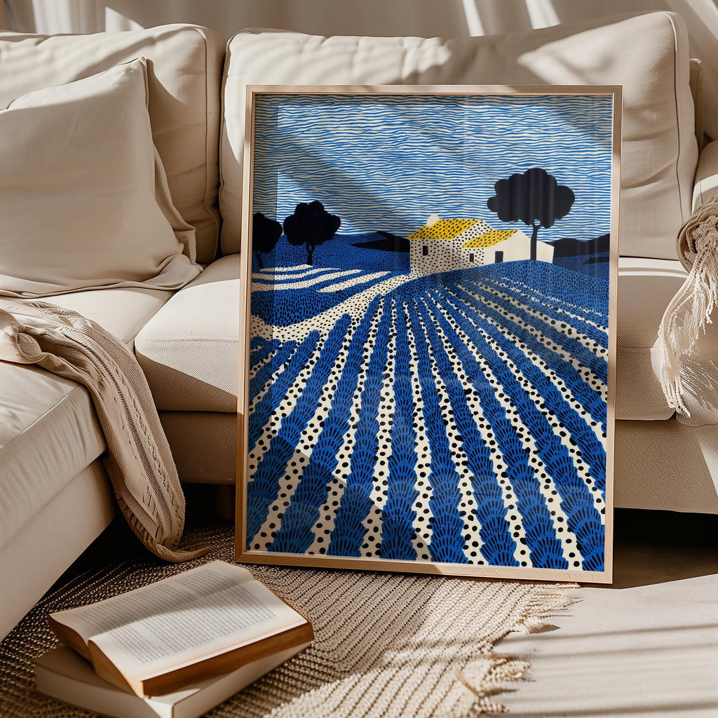 Provence Lavender Farm Wall Art, French Landscape Field Modern Print, France Poster Travel Gift