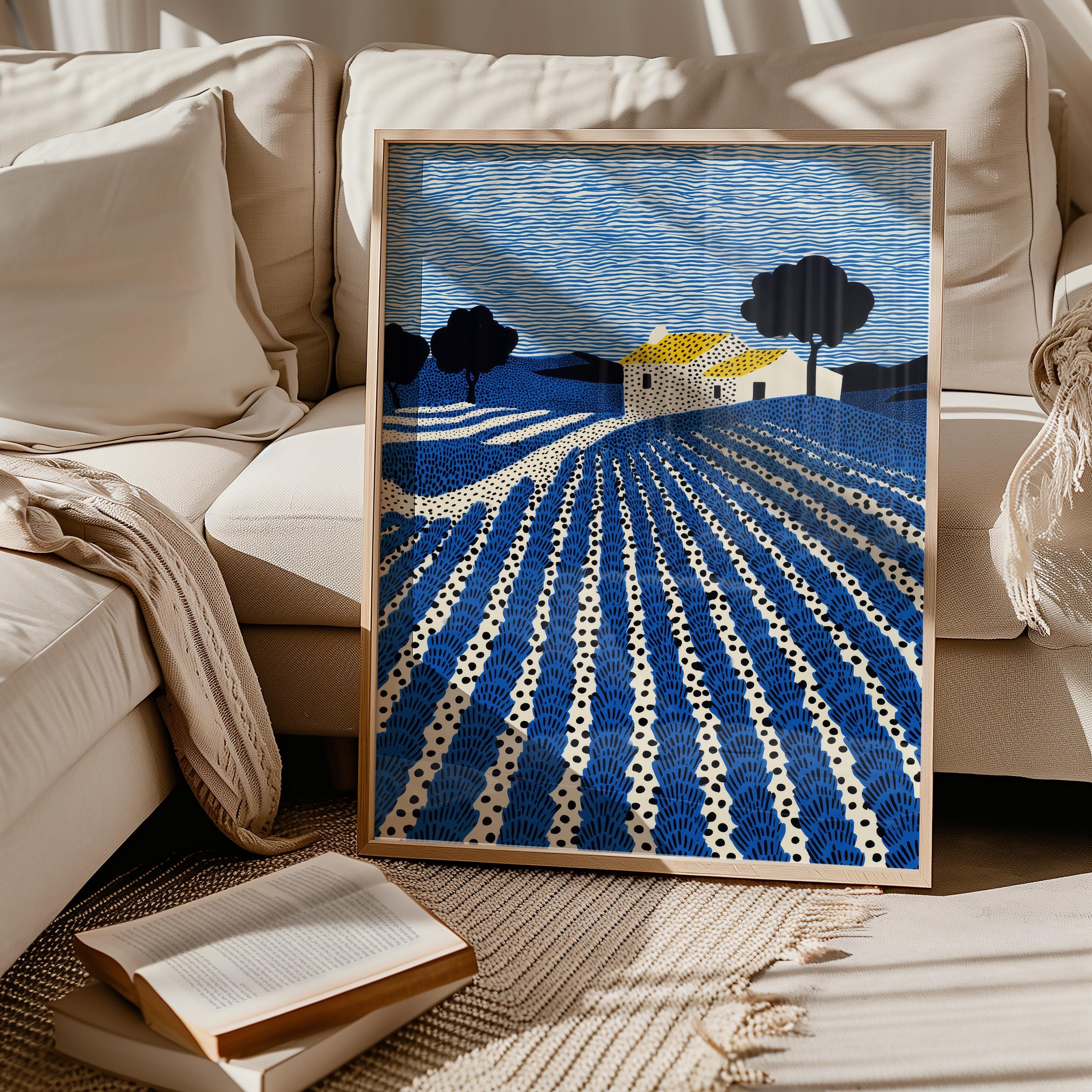 Provence Lavender Farm Wall Art, French Landscape Field Modern Print, France Poster Travel Gift