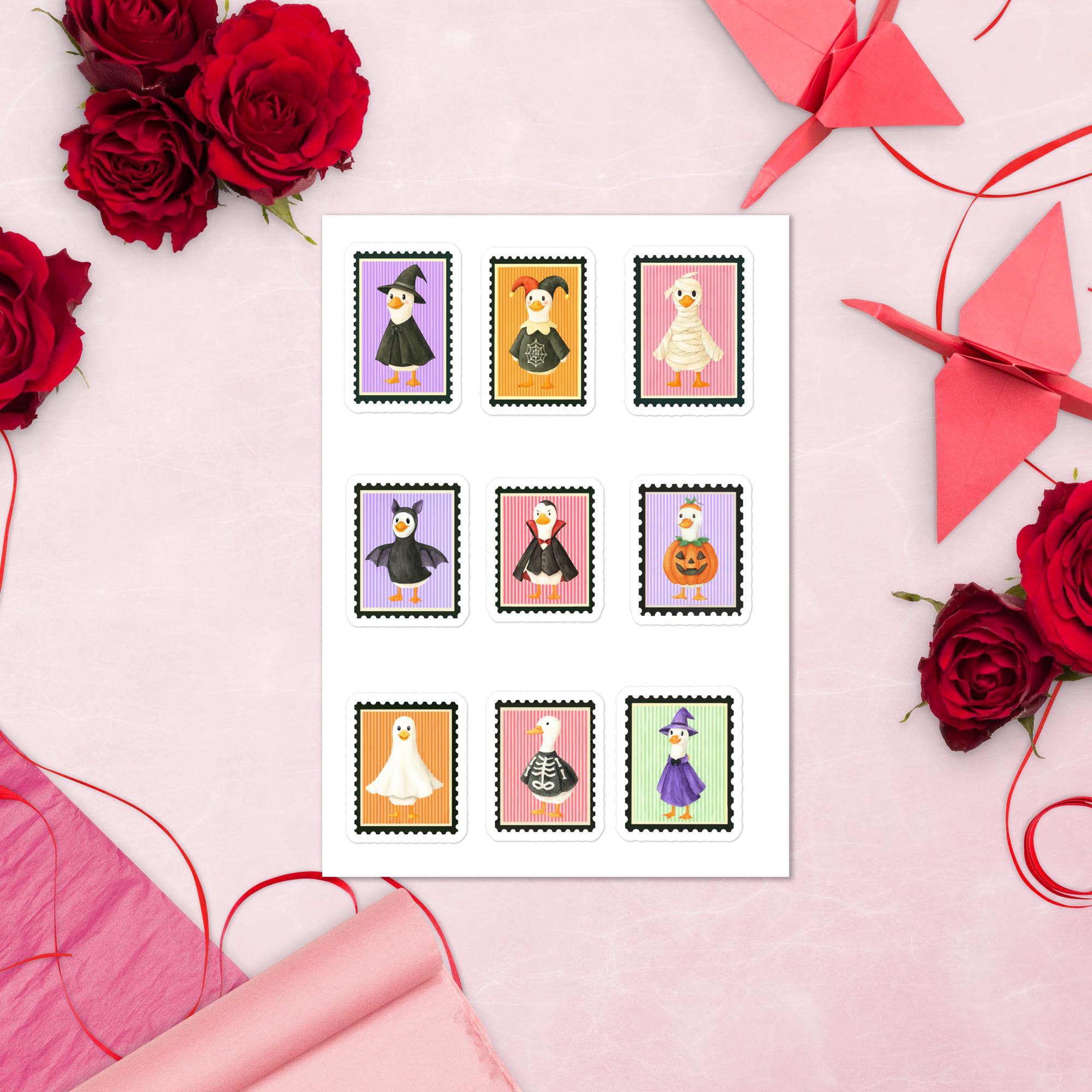 Silly Goose Halloween Sticker Stamp, Vintage Spooky Retro Decal, Glossy sticker sheet