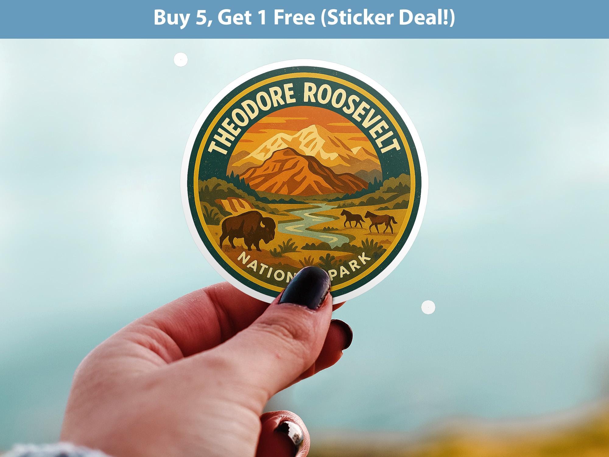 Theodore Roosevelt National Park Sticker, Retro Vinyl Waterproof Decal, Vintage USA Travel Collection