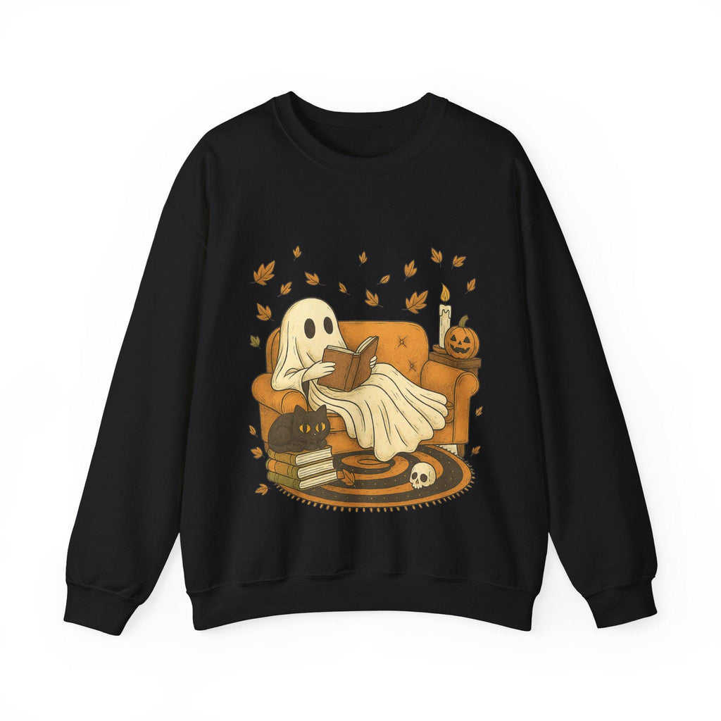 Ghost Book Reader Halloween Sweatshirt: Cozy Spooky Season Gift for book lovers