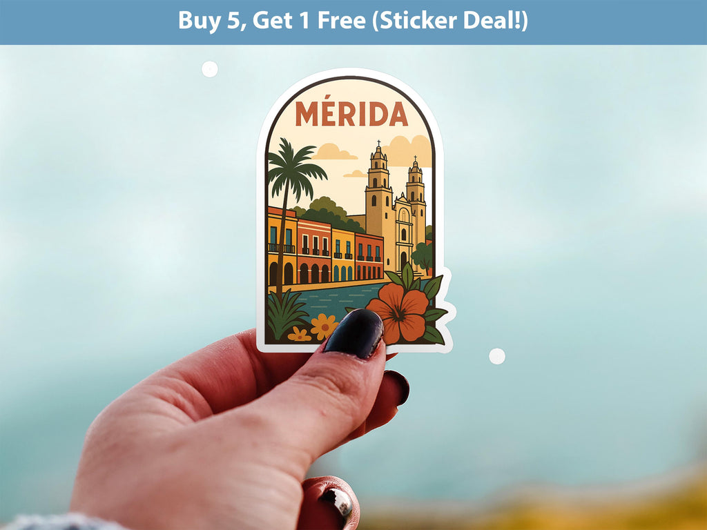 Merida Mexico Sticker, Vintage City Vinyl Decal, Retro Travel Lover Collection, Journal Scrapbook