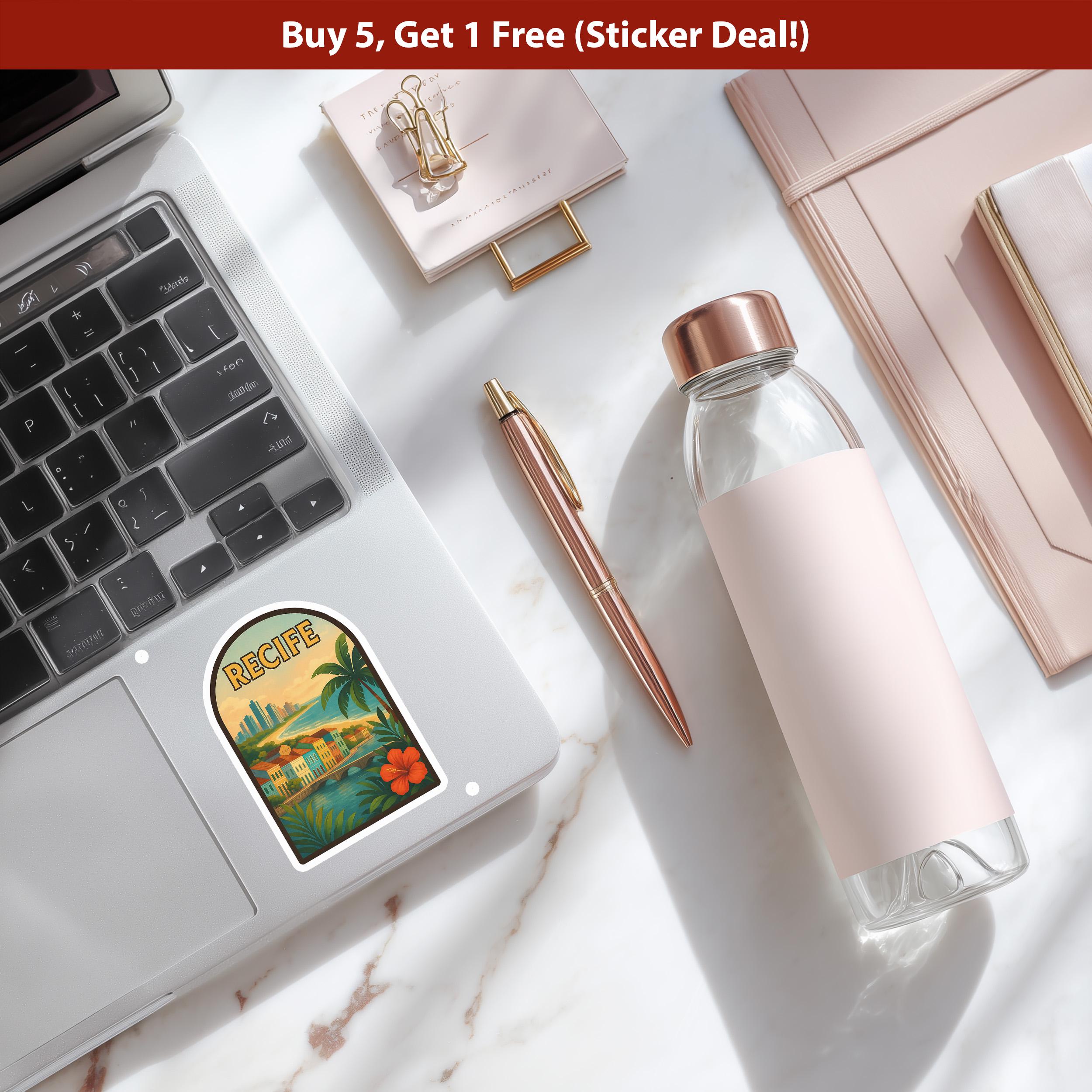 Recife Brazil Sticker, Vintage City Vinyl Decal, Retro Travel Lover Collection, Journal Scrapbook