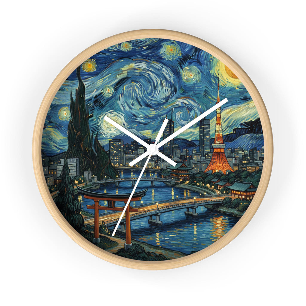 Tokyo Japan Wall Clock Vintage Van Gogh Starry Night Japanese Home Gift