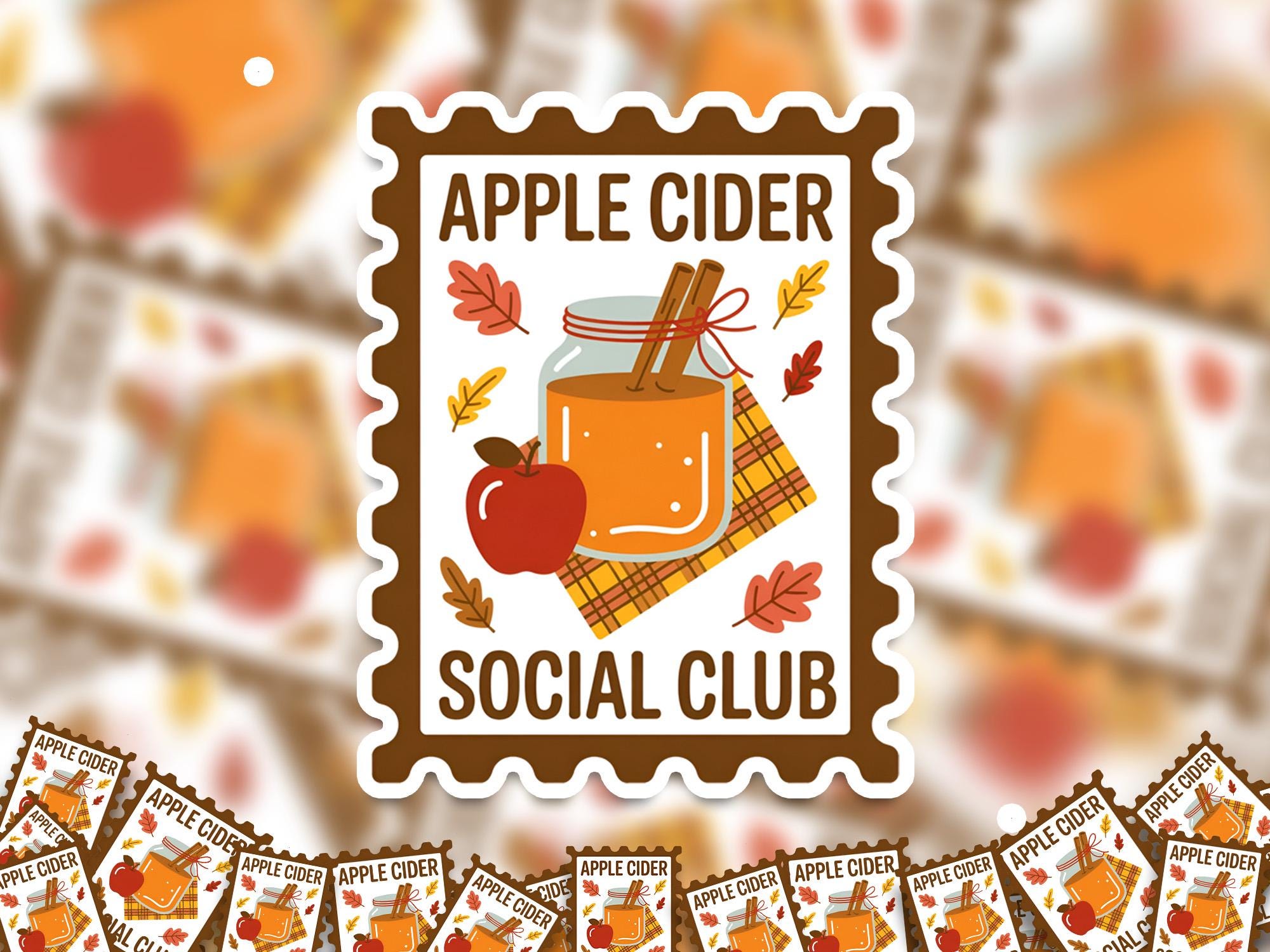 Apple Cider Social Club Stamp sticker, Spooky Halloween Waterproof Decal for tumbler, kindle