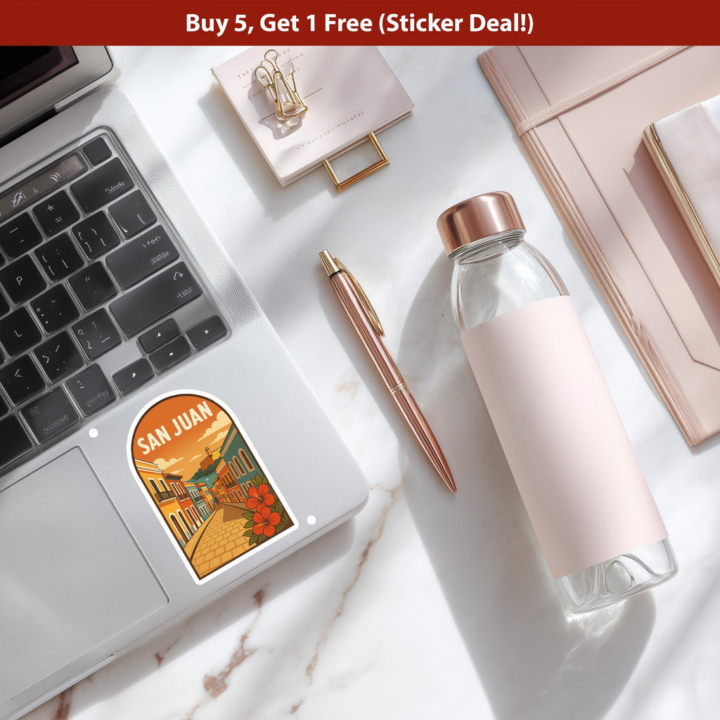 San Juan Puerto Rico Sticker, Vintage City Vinyl Decal, Retro Travel Lover Collection, Journal Scrapbook