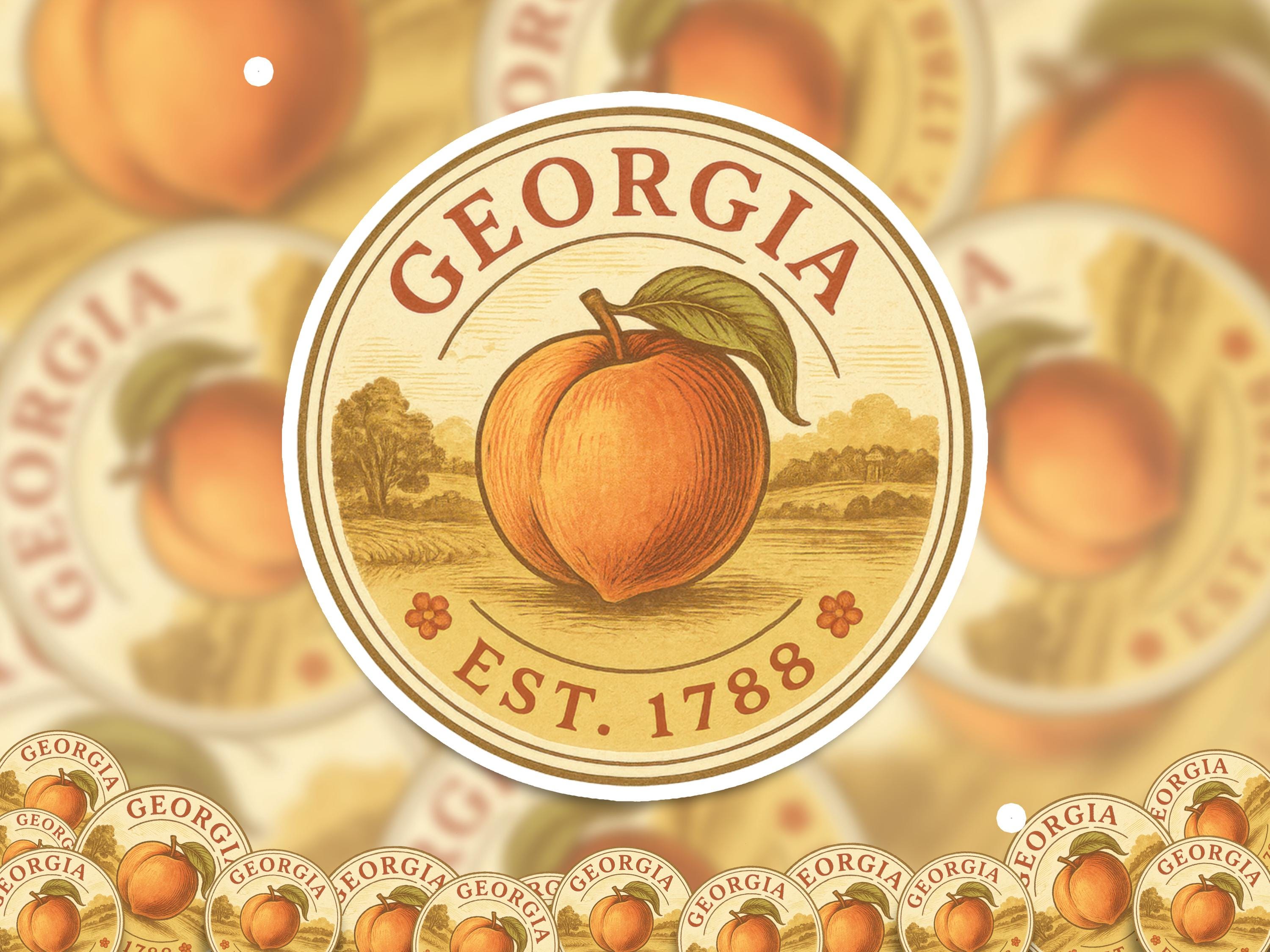 Georgia Sticker, Vintage US States Retro Decal, Waterproof Retro Travel Collection for Laptop Tumbler