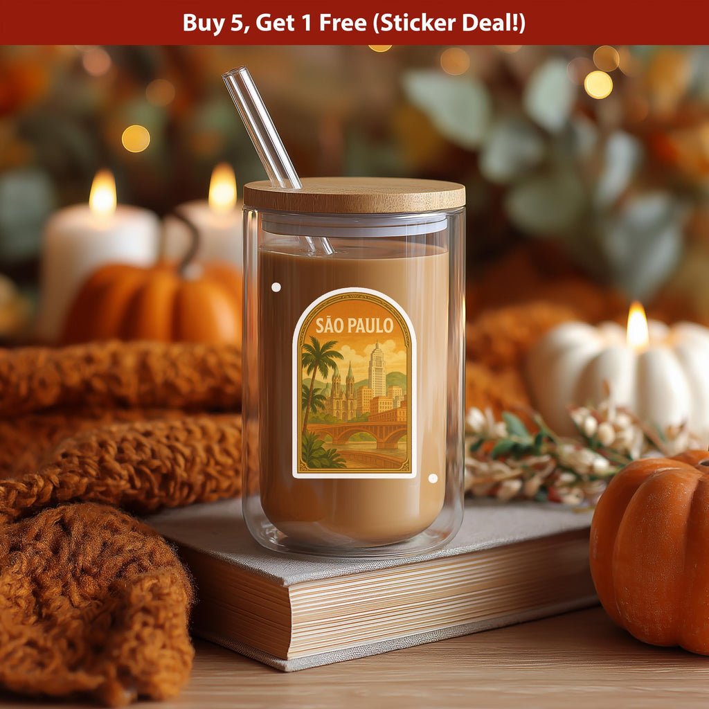 Sao Paulo Vintage Brazil Sticker, City Vinyl Decal, Retro Travel Lover Collection, Journal Scrapbook