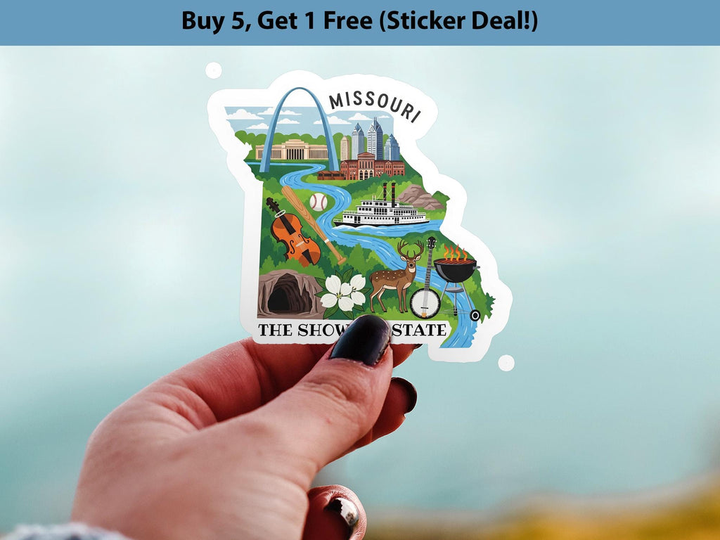 Missouri State Sticker, USA Kiss-Cut Vinyl, Landmark Waterproof Decal, United States Travel Collection