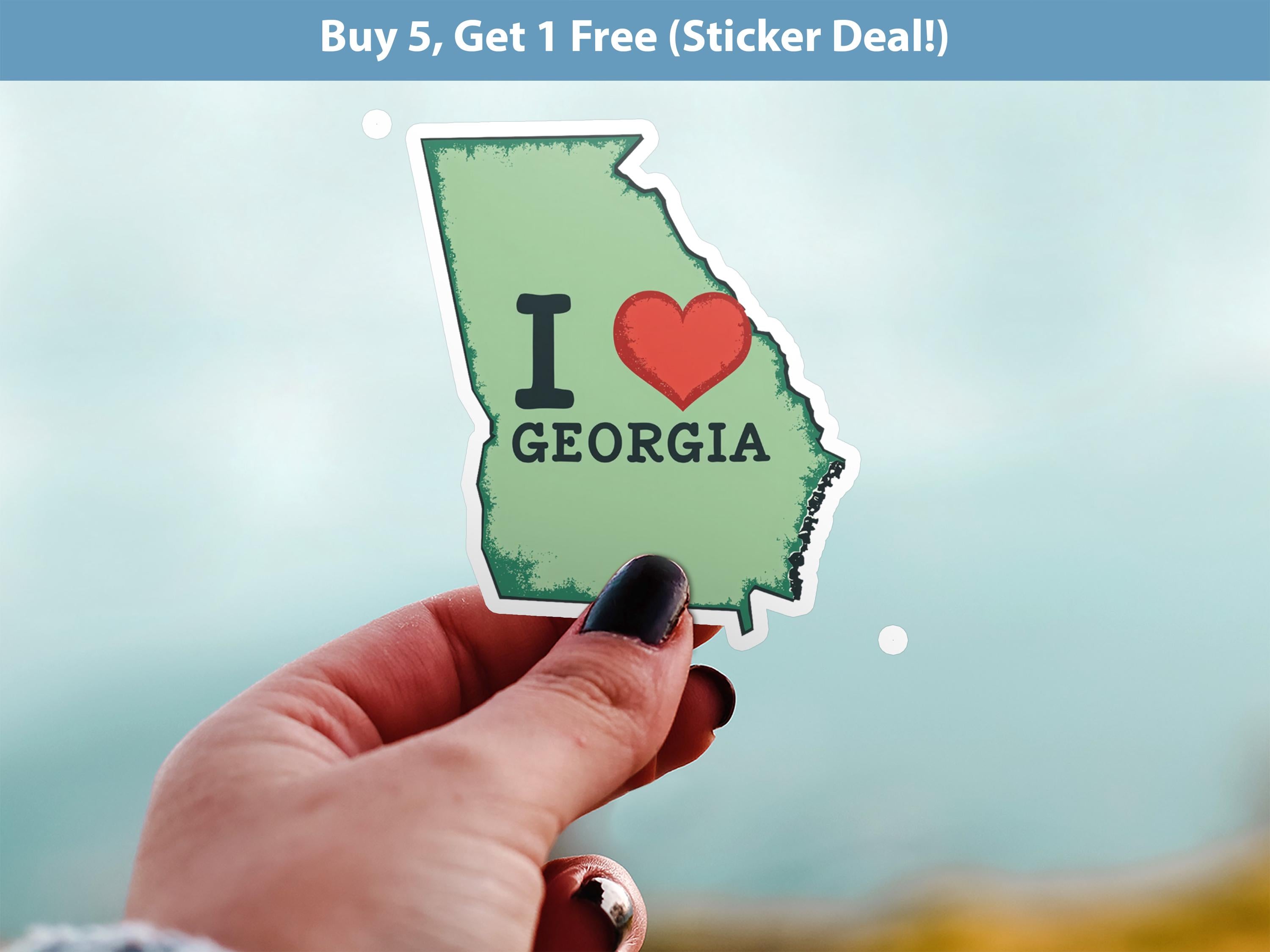 I love Georgia Sticker, Vintage US States Vinyl Decal, Waterproof Decal, Retro Travel Collection