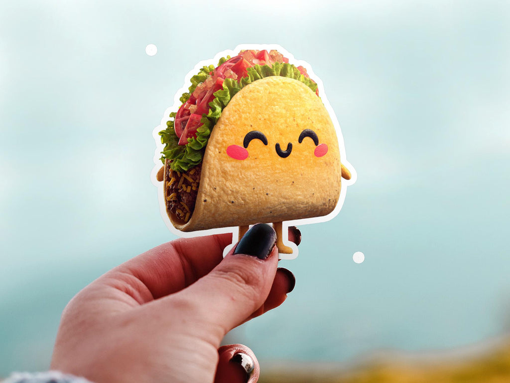 Kawaii Taco Stickers: Waterproof Vinyl Decals for Laptop & Tumbler