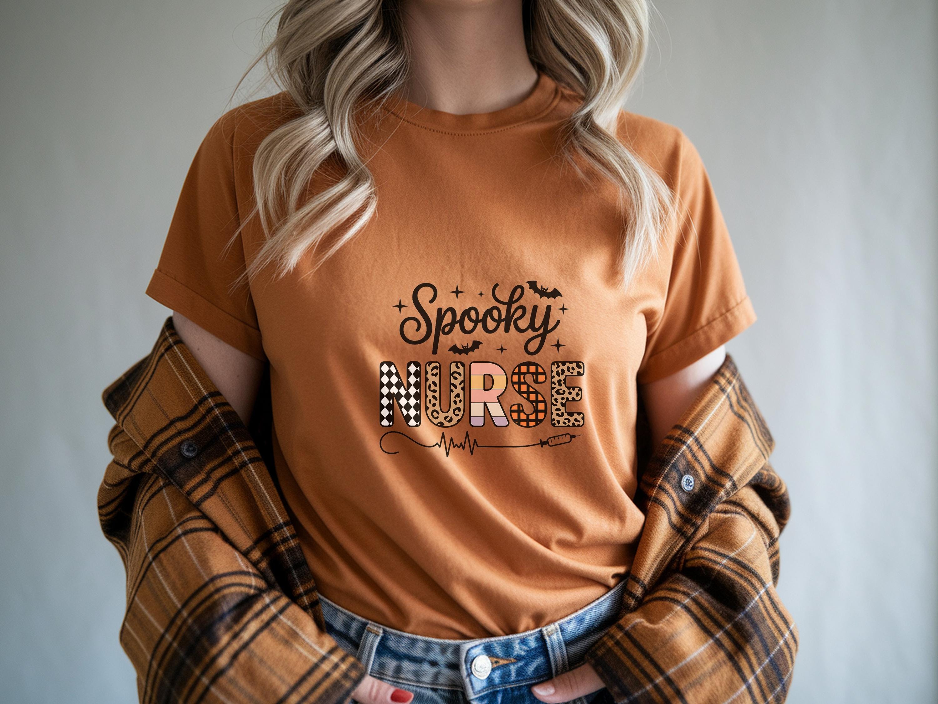 Spooky Nurse Halloween Sweatshirt, Cute RN Top with Bats and Syringe, Funny Medical Fall Apparel, Cozy Autumn Outfit, Gift for Nurse