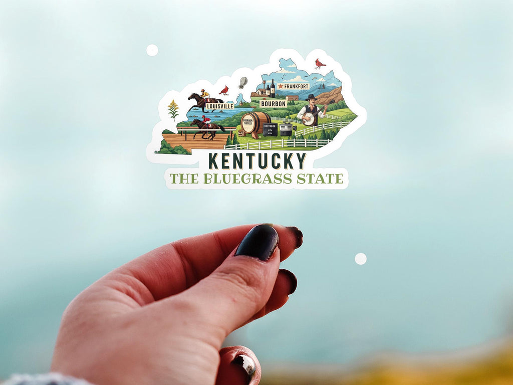 Kentucky State Sticker, USA Kiss-Cut Vinyl, Landmark Waterproof Decal, United States Travel Collection