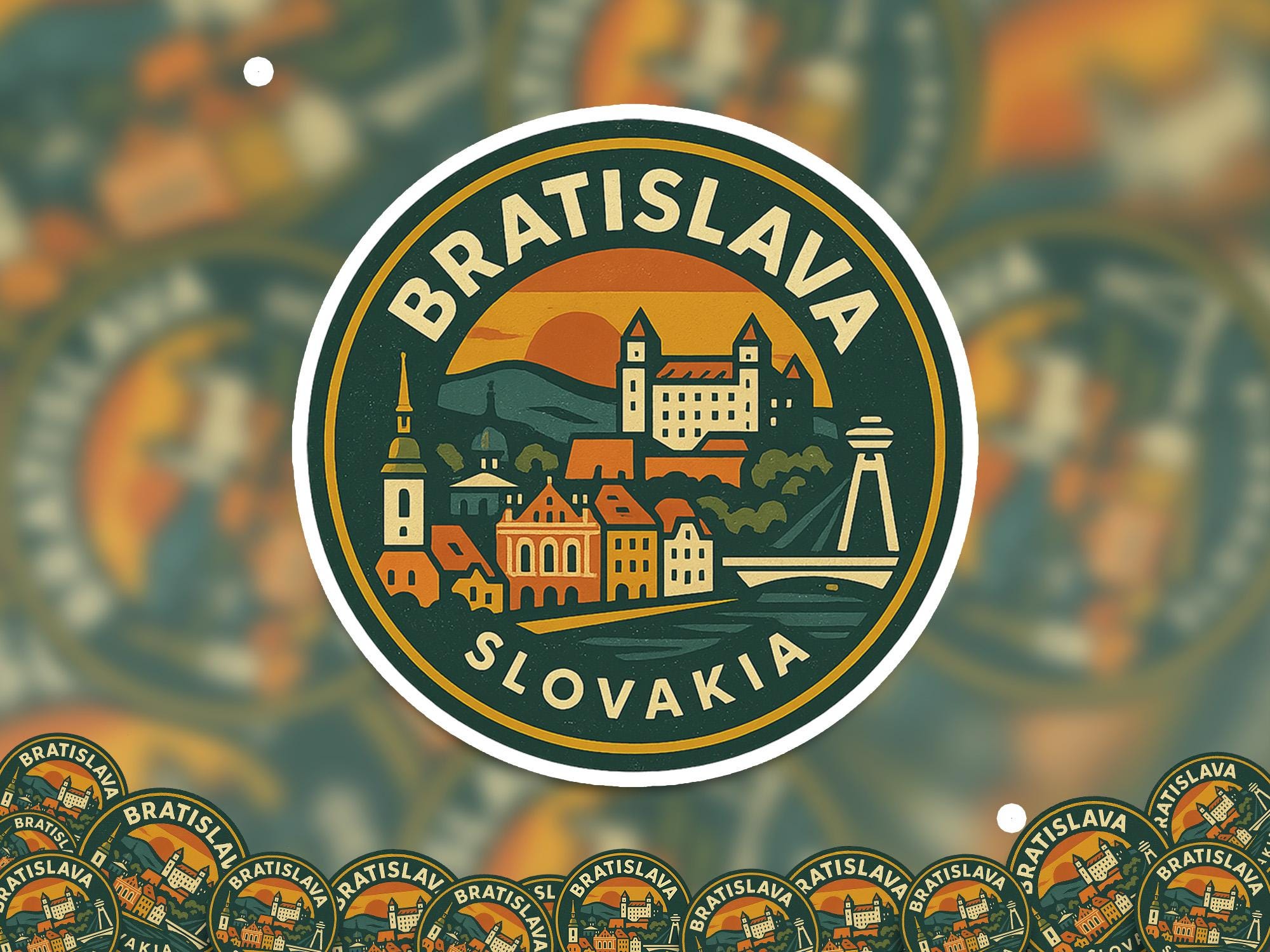Bratislava Slovakia Sticker Kiss-Cut Vinyl, Waterproof Decal, Retro Travel Lover Collection