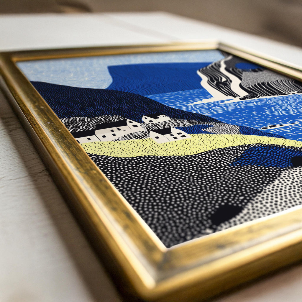 Faroe Islands Wall Art, Scandinavian Landscape Pop Art Modern Print, Poster Travel Gift Canvas