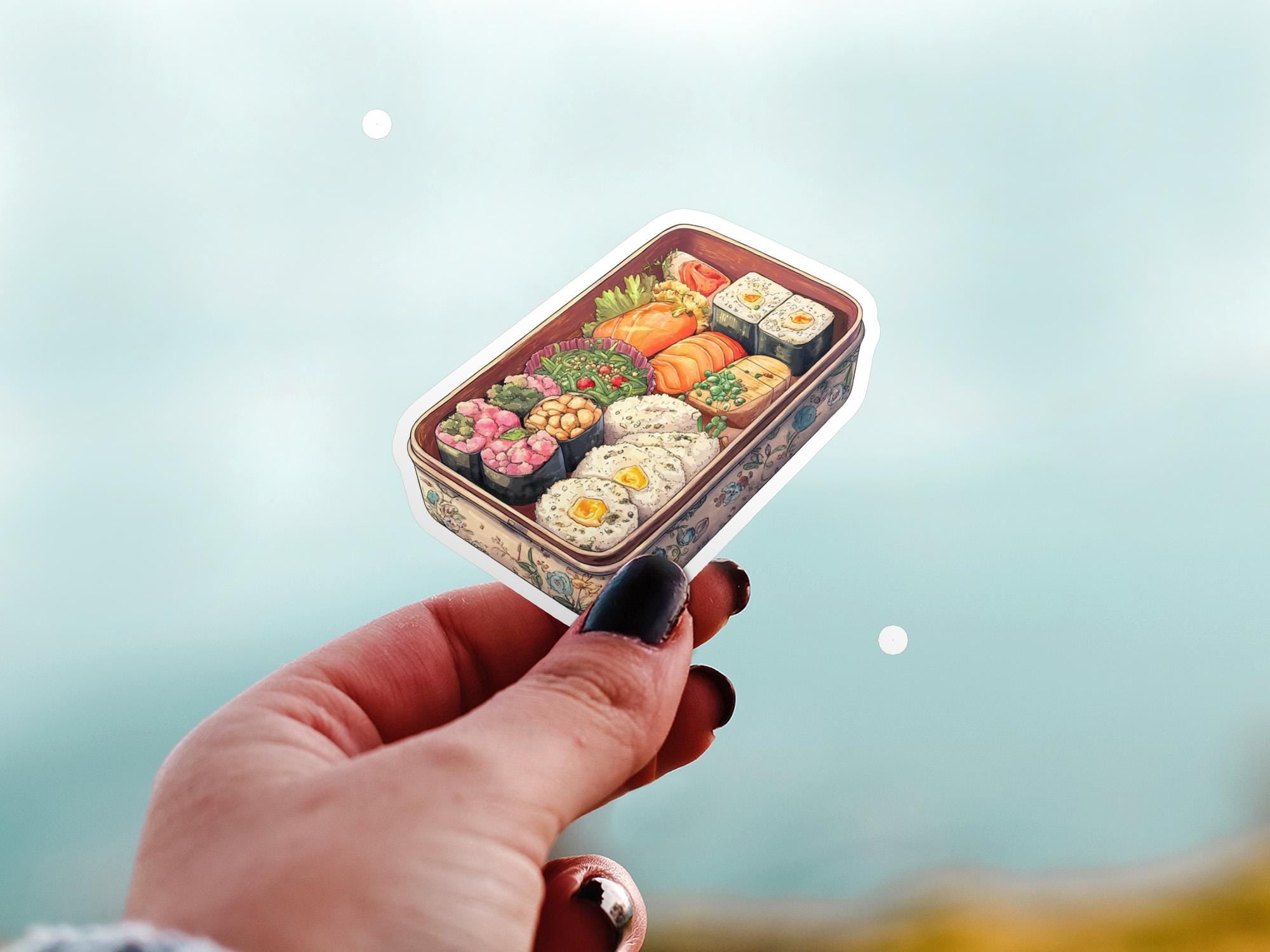 Sushi bento Box Cute kawaii sticker, Kiss-Cut Vinyl Decals, Waterproof Stickers for Laptop & Tumbler, Cute Vinyl Decal Stickers