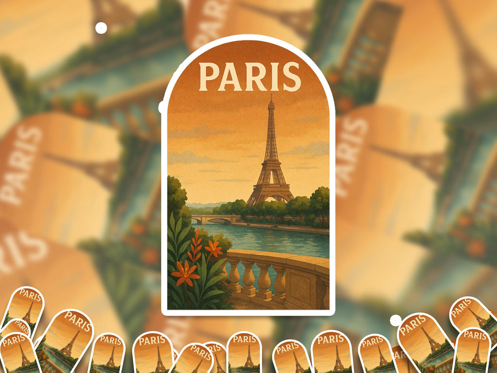 Paris Sticker France, Vintage City Vinyl Decal, Retro Travel Lover Collection, Journal Scrapbook