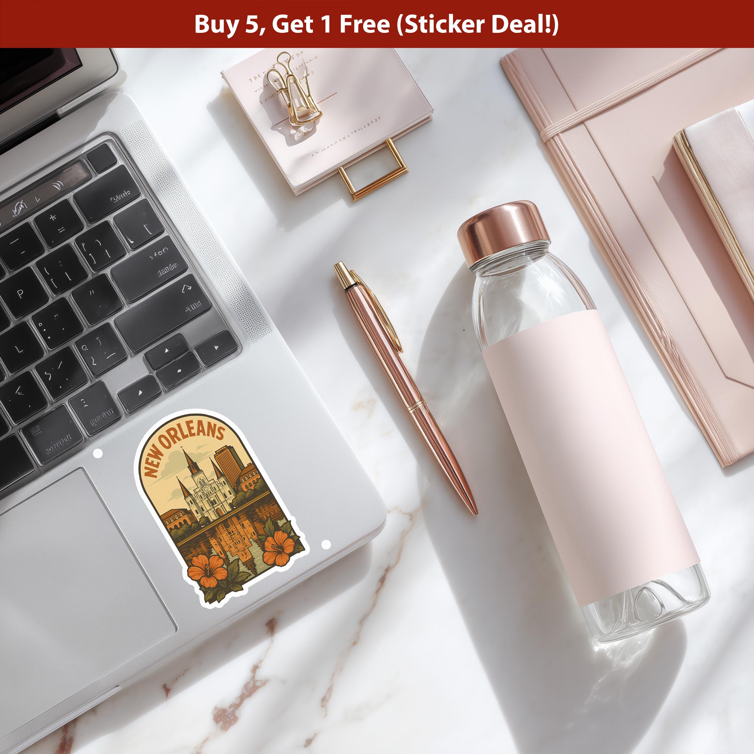 New Orleans Louisiana Sticker, Vintage City Vinyl Decal, Retro Travel Lover Collection, Journal Scrapbook