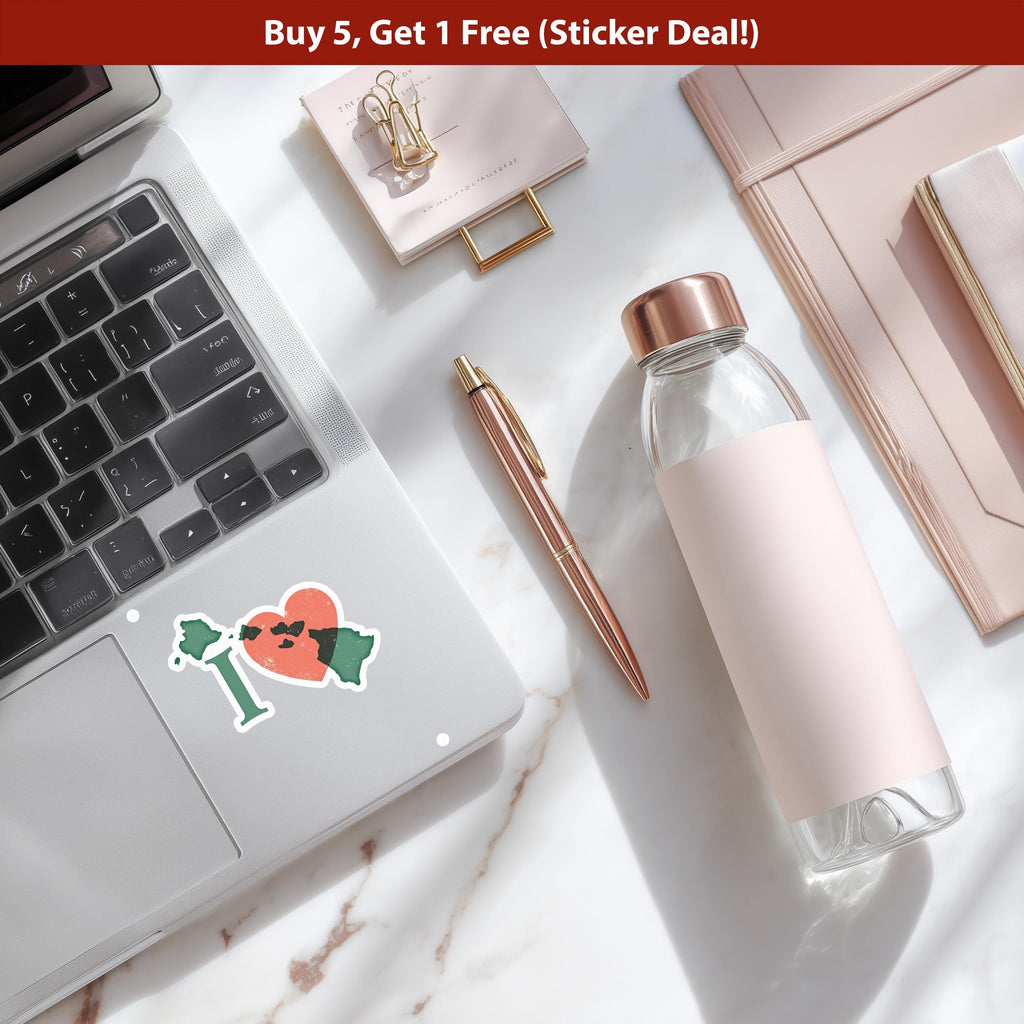 I love Hawaii Sticker, Vintage US States Vinyl Decal, Waterproof Decal, Retro Travel Collection