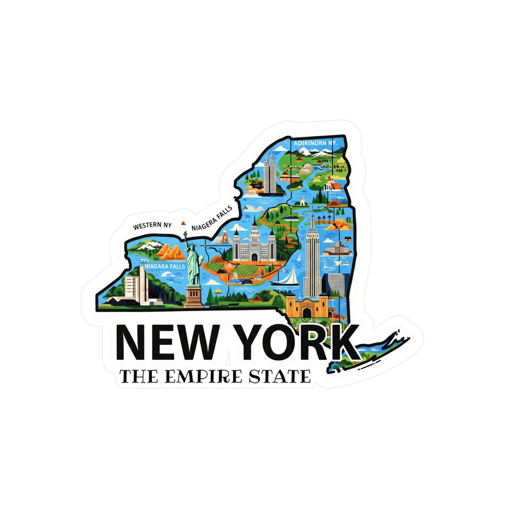 New York State Sticker, USA Kiss-Cut Vinyl, Landmark Waterproof Decal, United States Travel Collection