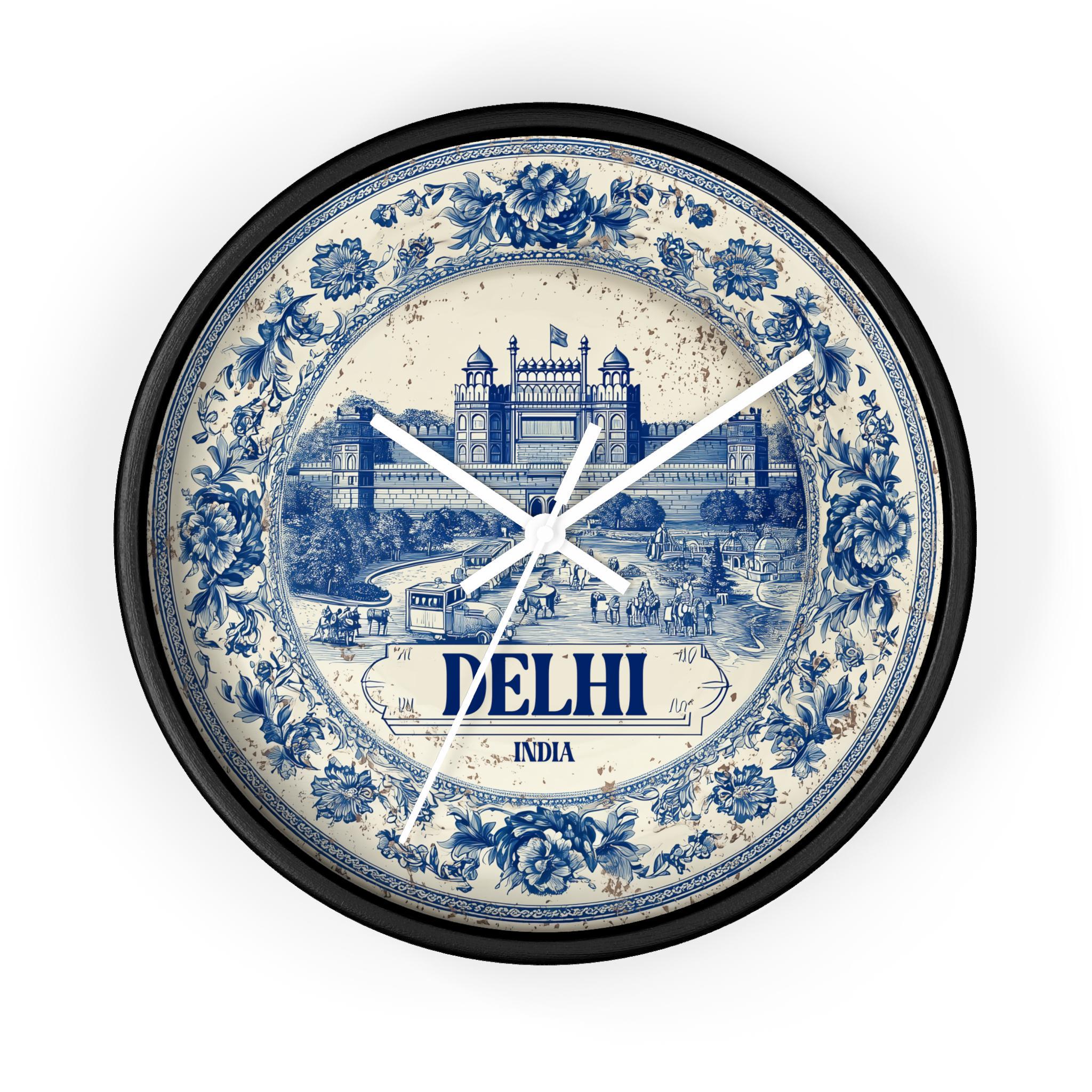 Delhi India Wall Clock, Delf style Home Decor, Vintage City Travel Keepsake Art