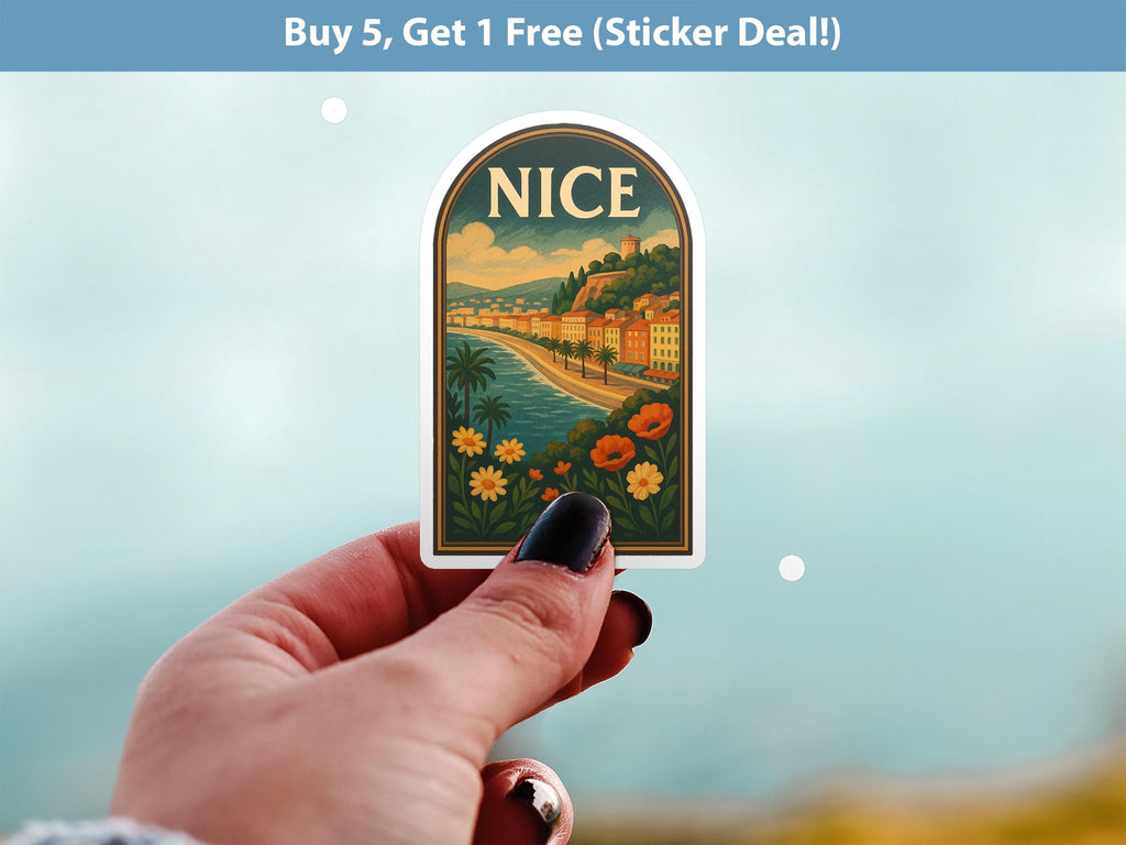 Nice France Sticker, Vintage City Vinyl Decal, Retro Travel Lover Collection, Journal Scrapbook