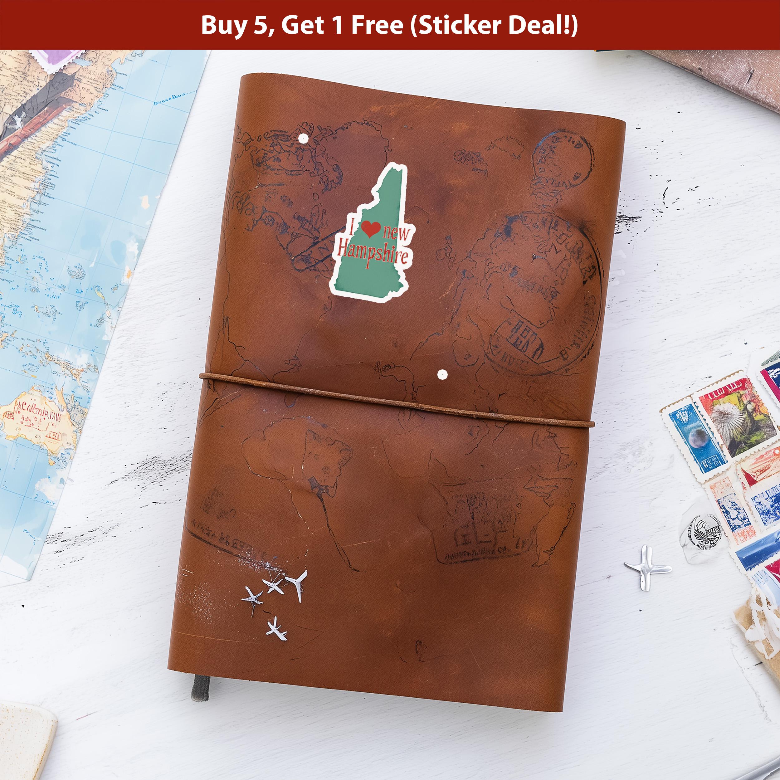 I love New Hampshire Sticker, Vintage US States Vinyl Decal, Waterproof Decal, Retro Travel Collection