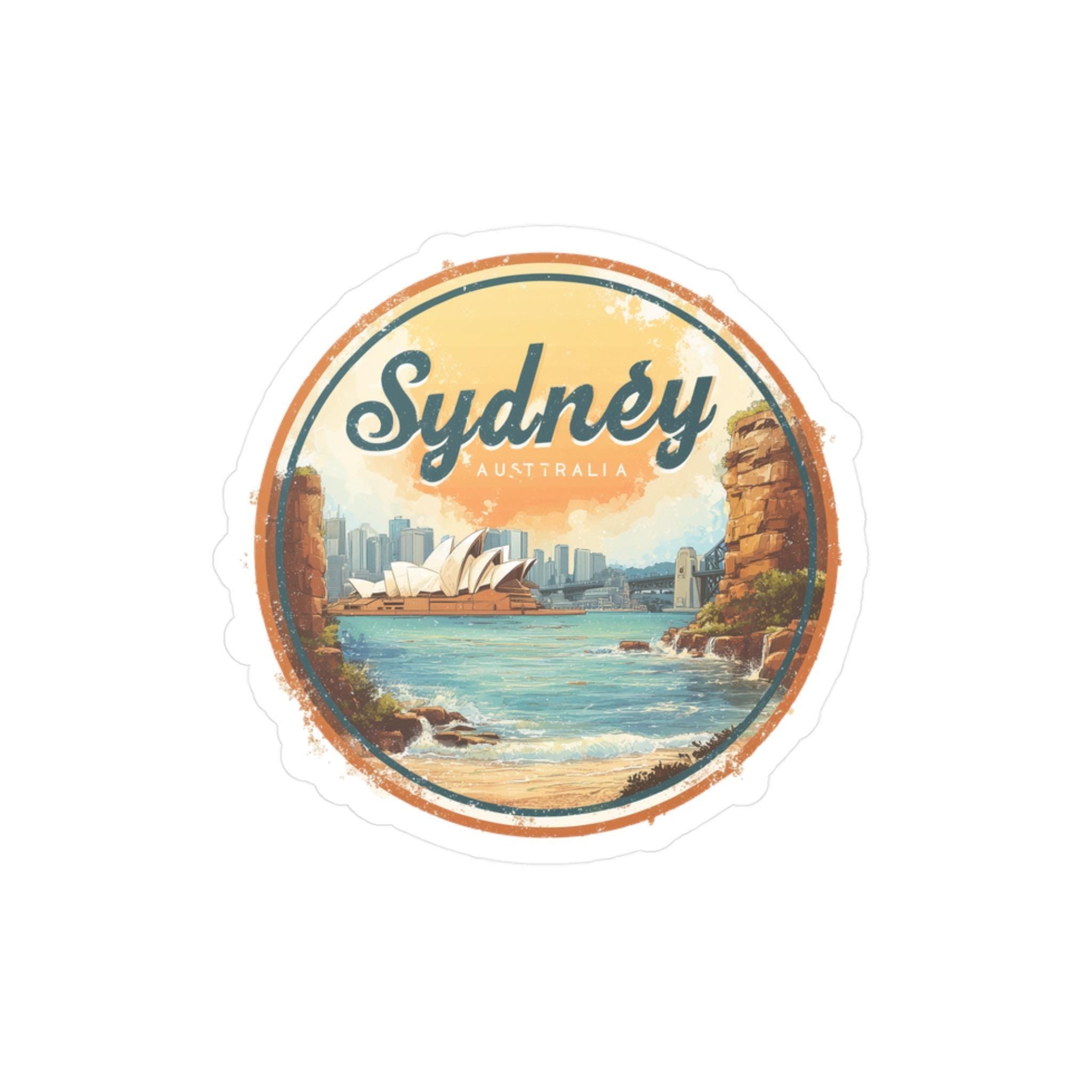 Sydney Watercolor Kiss-Cut Vinyl, Waterproof Decal, Retro Travel Lover Collection