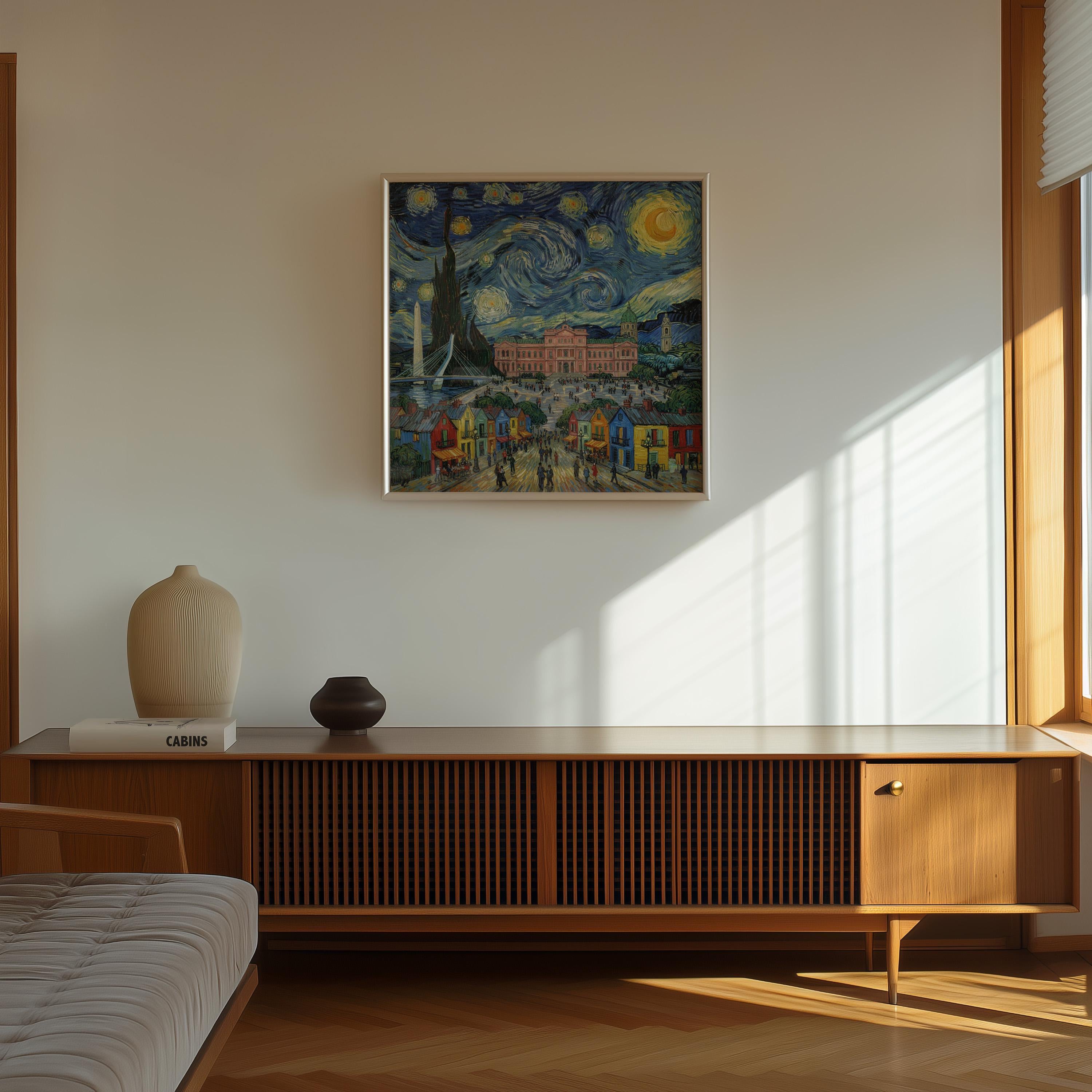 Buenos Aires Argentina Starry Night Wall Art, Van Gogh Print, Travel Gift Home Decor