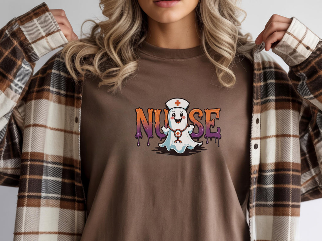 Halloween Nurse Sweatshirt, Cute Ghost RN Top with Syringe and Bats, Funny Spooky Medical Apparel, Cozy Fall Pullover, Unique Gift for Nurse