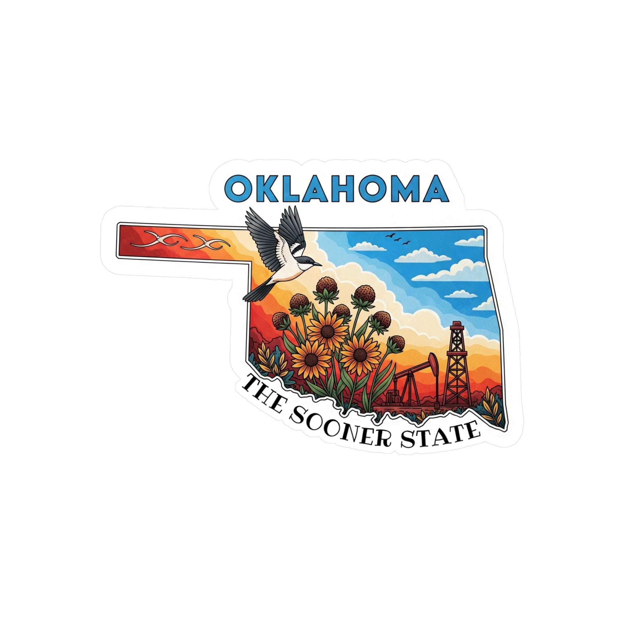 Oklahoma State Sticker, USA Kiss-Cut Vinyl, Landmark Waterproof Decal, United States Travel Collection