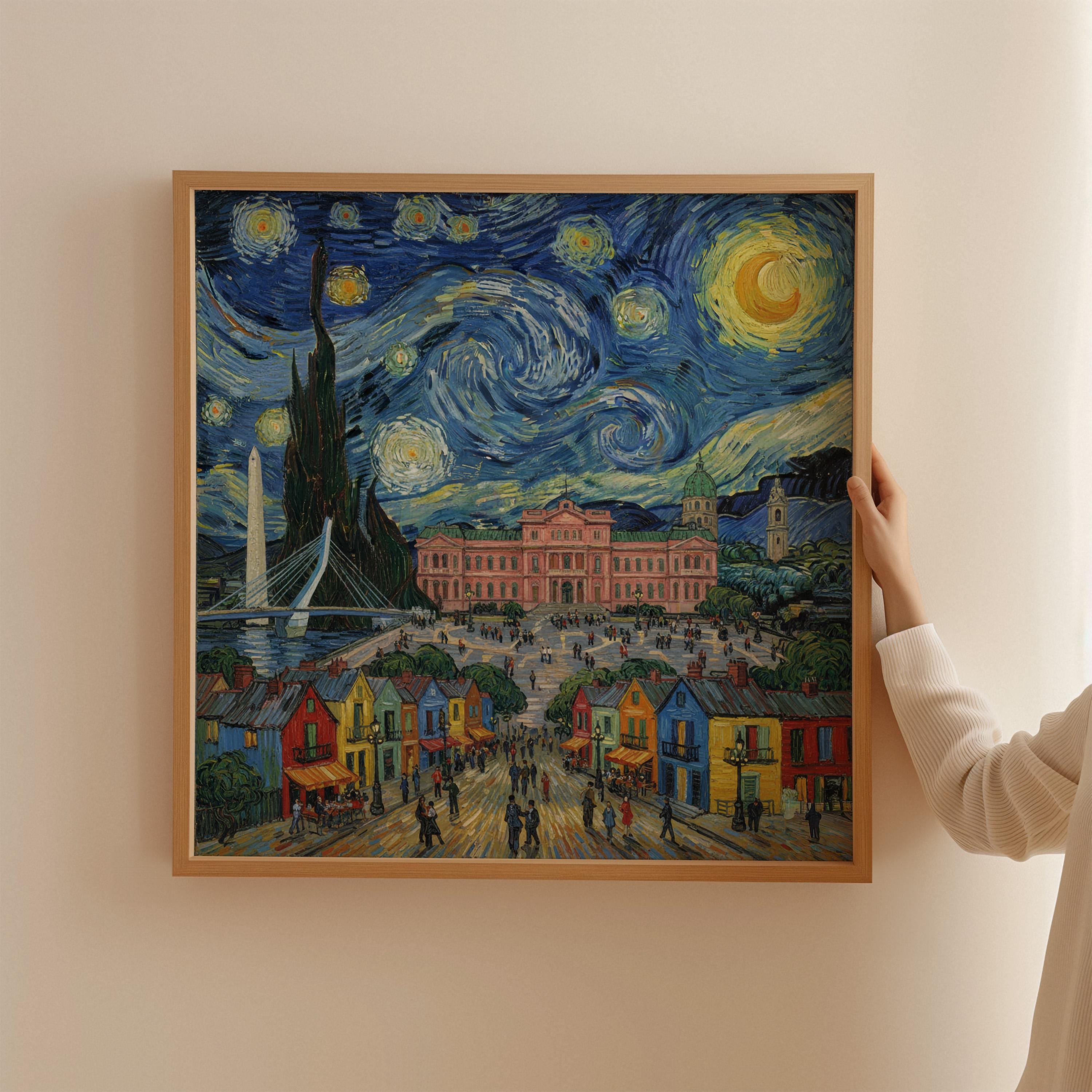 Buenos Aires Argentina Starry Night Wall Art, Van Gogh Print, Travel Gift Home Decor