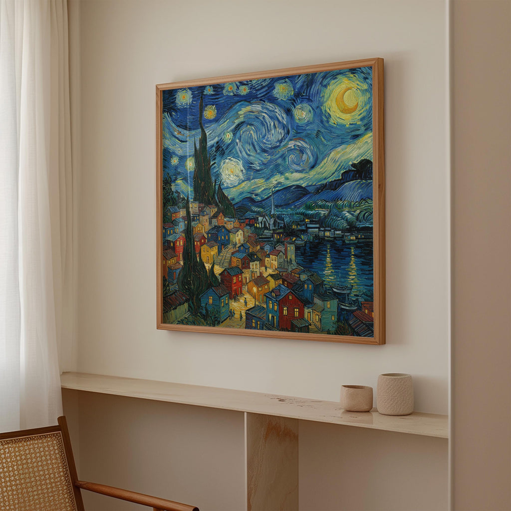 Valparaiso Chile Starry Night Wall Art, Van Gogh Print, Travel Gift Home Decor