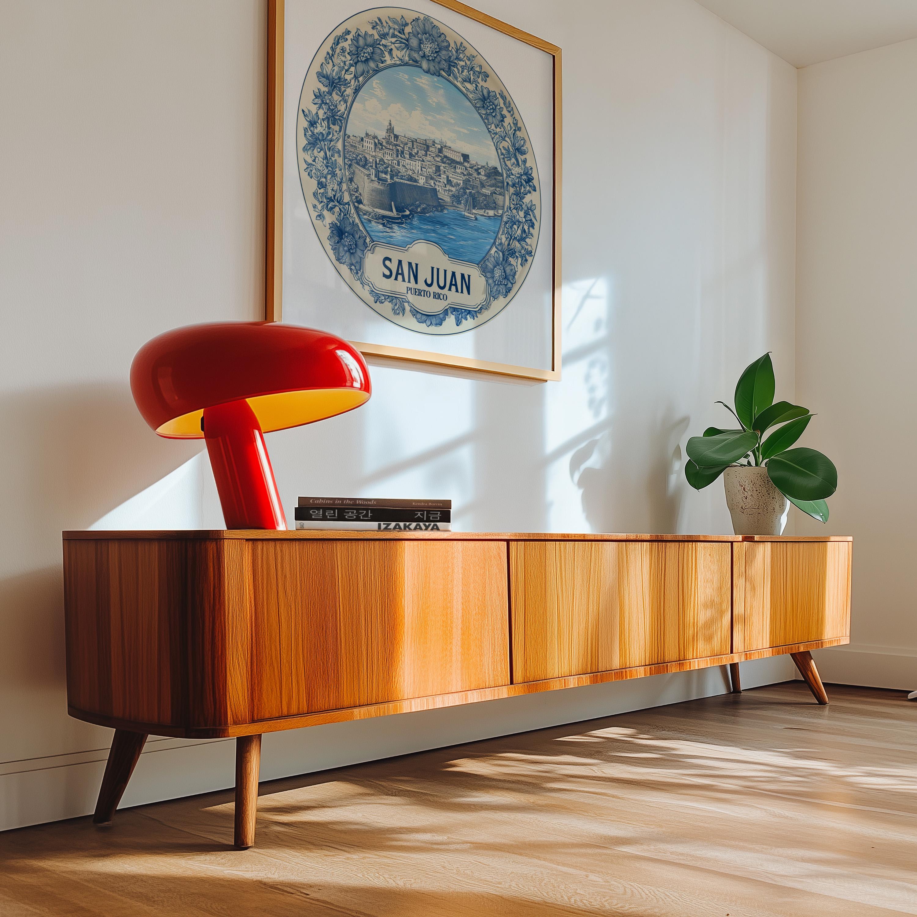 San Juan Puerto Rico Wall Art, Vintage Delft Blue Poster, City Print, Travel Home Decor