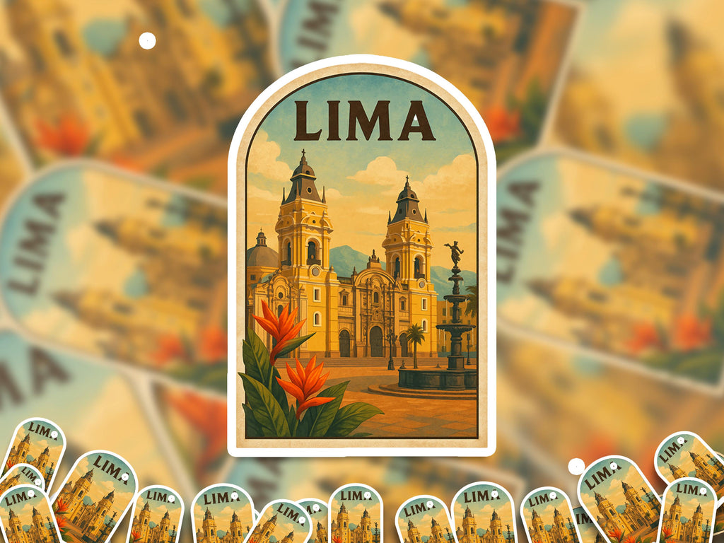 Lima Sticker Peru, Vintage City Vinyl Decal, Retro Travel Lover Collection, Journal Scrapbook