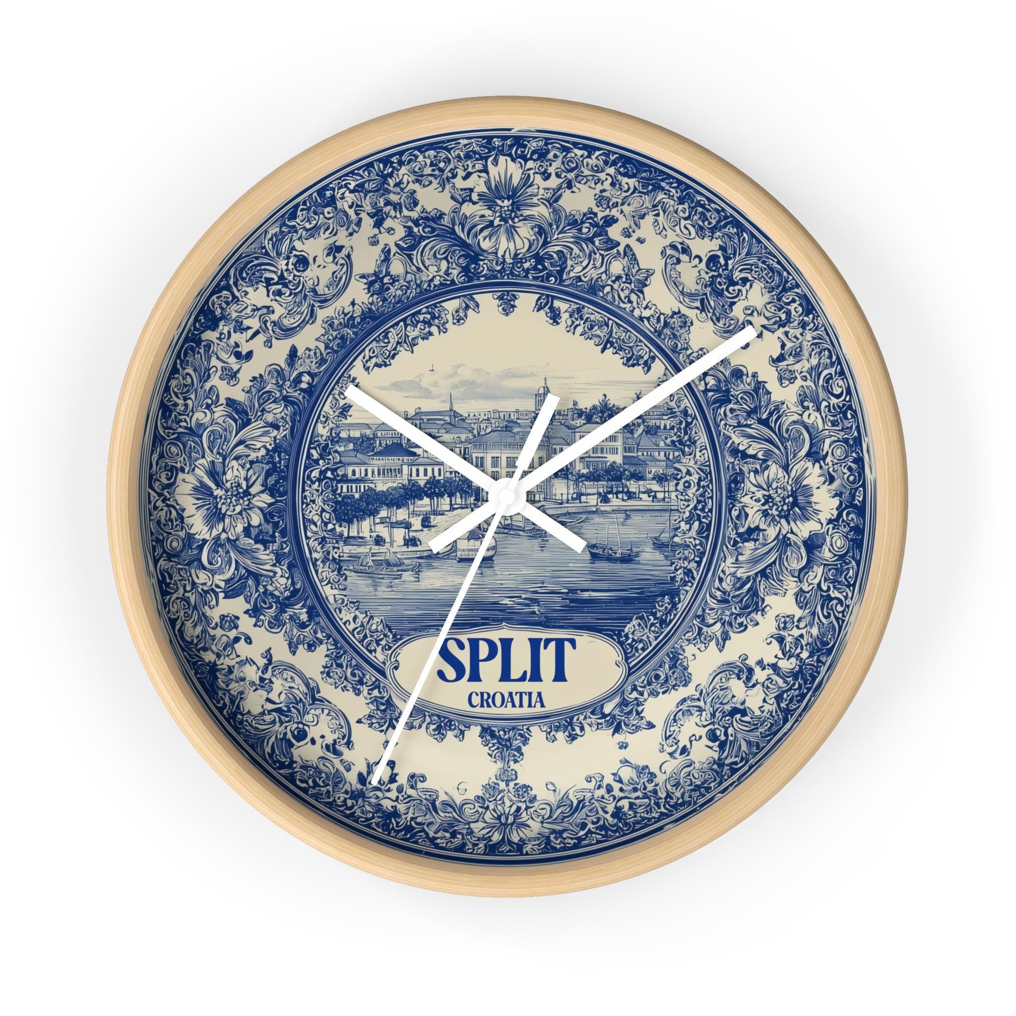 Split Croatia Wall Clock, Delf style Home Decor, Vintage City Travel Keepsake Art
