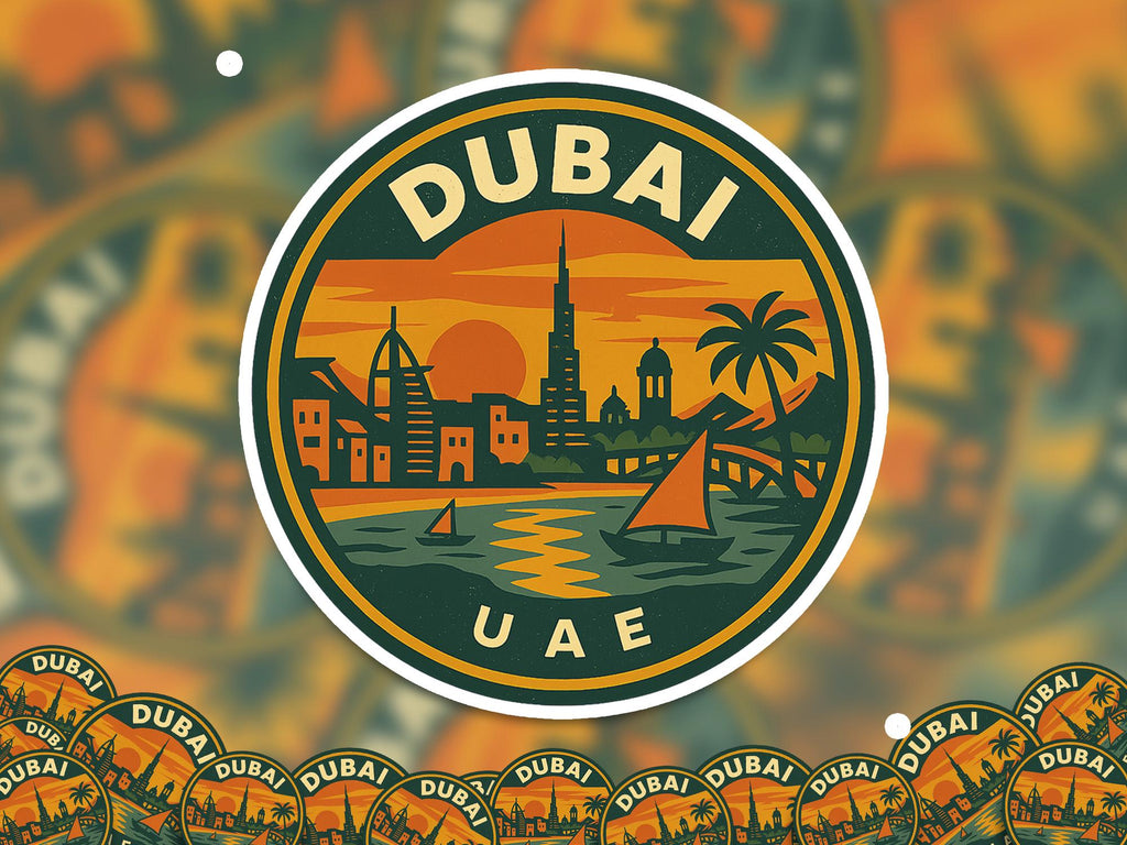 Dubai UAE Sticker Kiss-Cut Vinyl, Waterproof Decal, Retro Travel Lover Collection