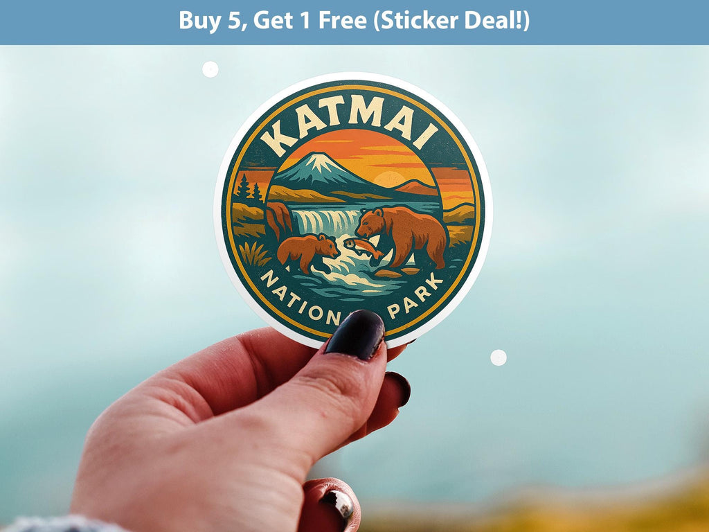 Katmai National Park Sticker, Retro Vinyl Waterproof Decal, Vintage USA Travel Collection