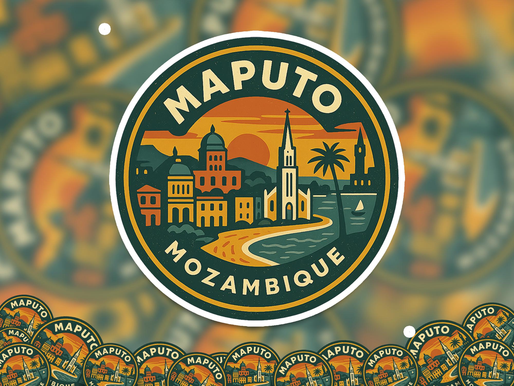 Maputo Mozambique Sticker Kiss-Cut Vinyl, Waterproof Decal, Retro Travel Lover Collection