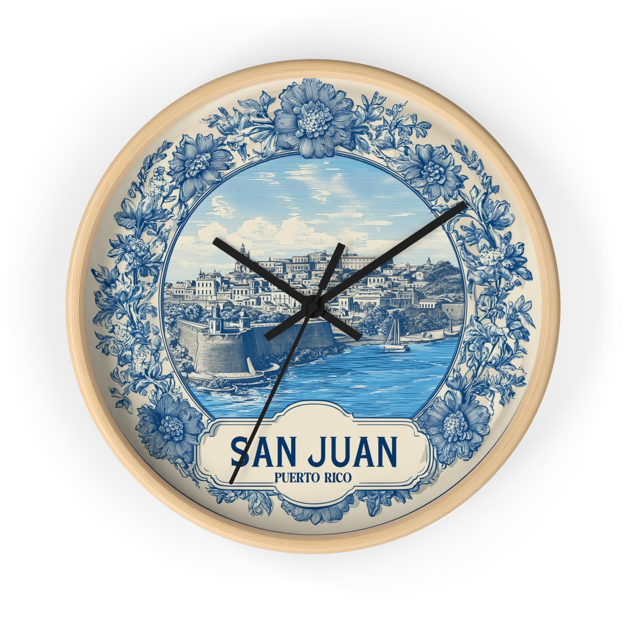 San Juan Puerto Rico Wall Clock, Delf style Home Decor, Vintage City Travel Keepsake Art