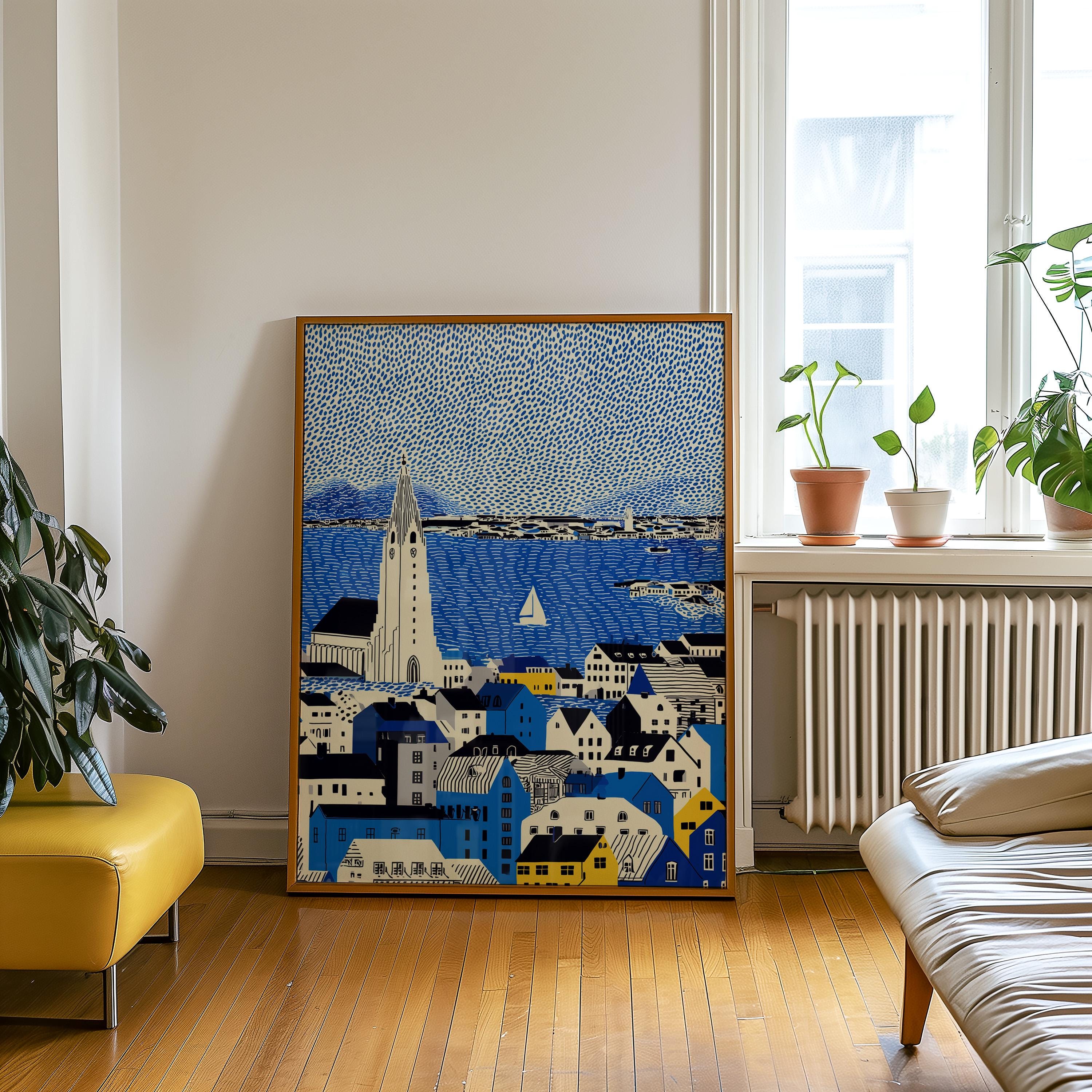Reykjavik Iceland Wall Art Print, Pop Art Modern Large Size Poster Travel Gift Canvas