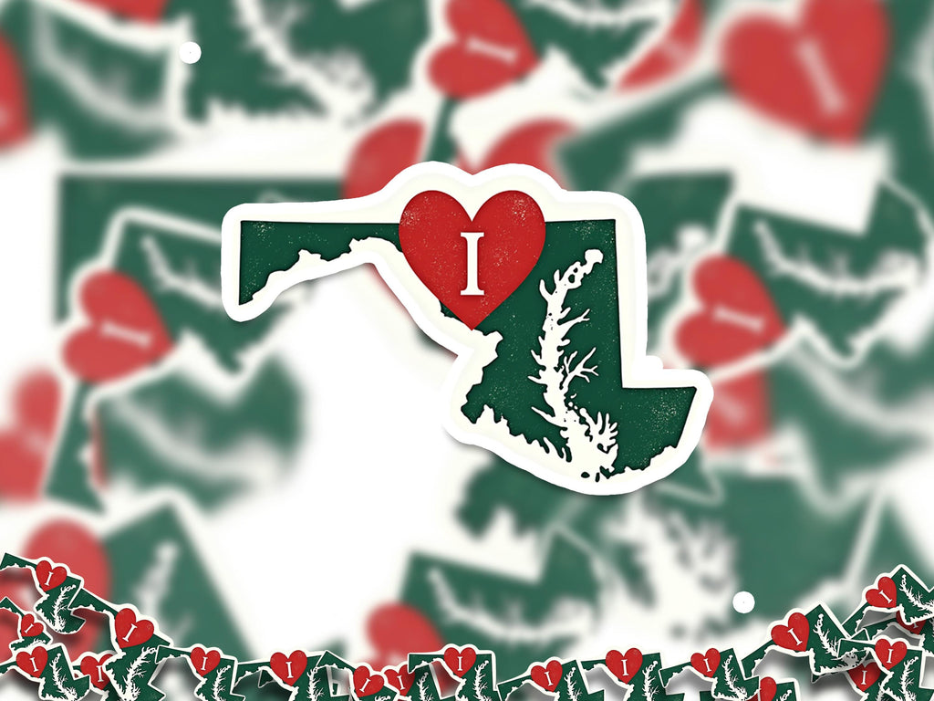 I love Maryland Sticker, Vintage US States Vinyl Decal, Waterproof Decal, Retro Travel Collection