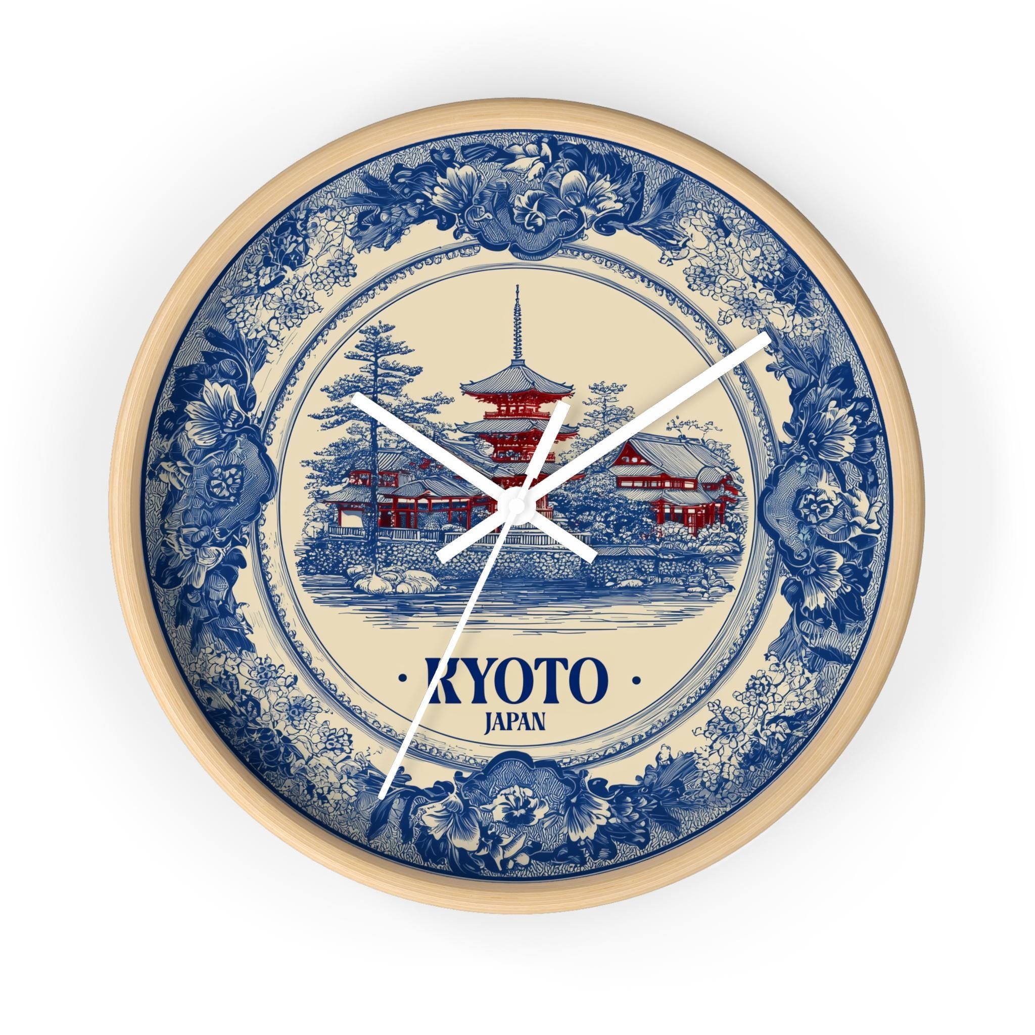 Kyoto Japan Wall Clock, Delf style Home Decor, Vintage City Travel Keepsake Art