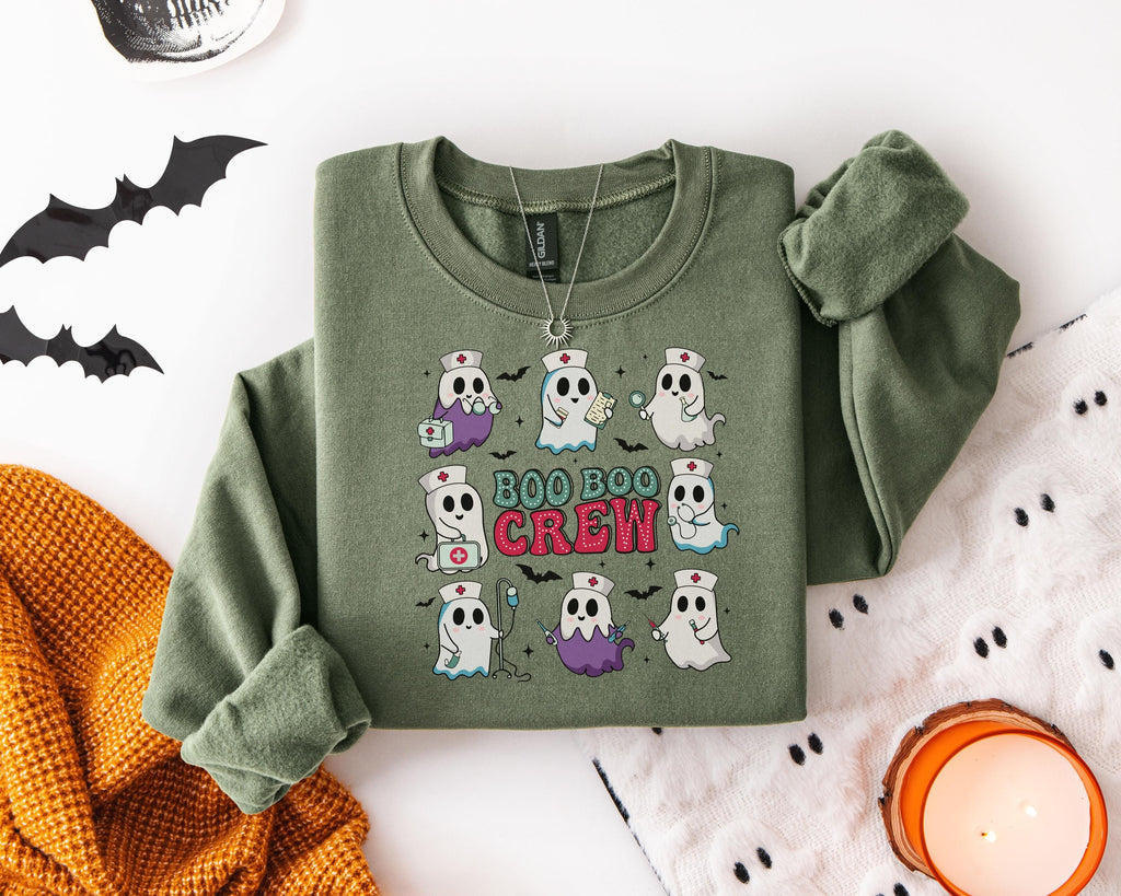 Boo Boo Crew Halloween Nurse Shirt, Funny Ghost RN Tee, Spooky Medical Top for Fall, Cute Trick or Treat Outfit, Gift for Nurse, RN Apparel