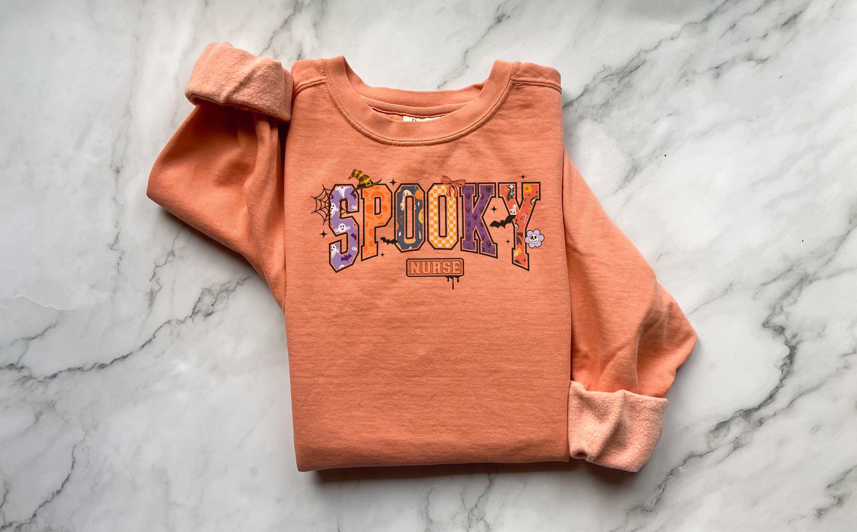 Spooky Nurse Sweatshirt, Retro Halloween RN Outfit