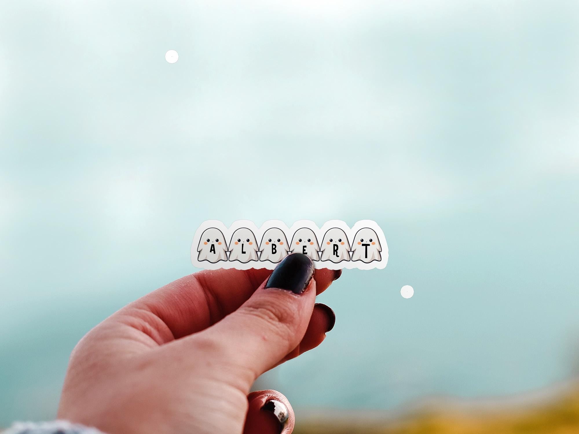 Halloween Custom Sticker Name cute Ghost, Kawaii Spooky cute Stickers, Customized Waterproof kiss cut Vinyl Decal Personalized Gifts