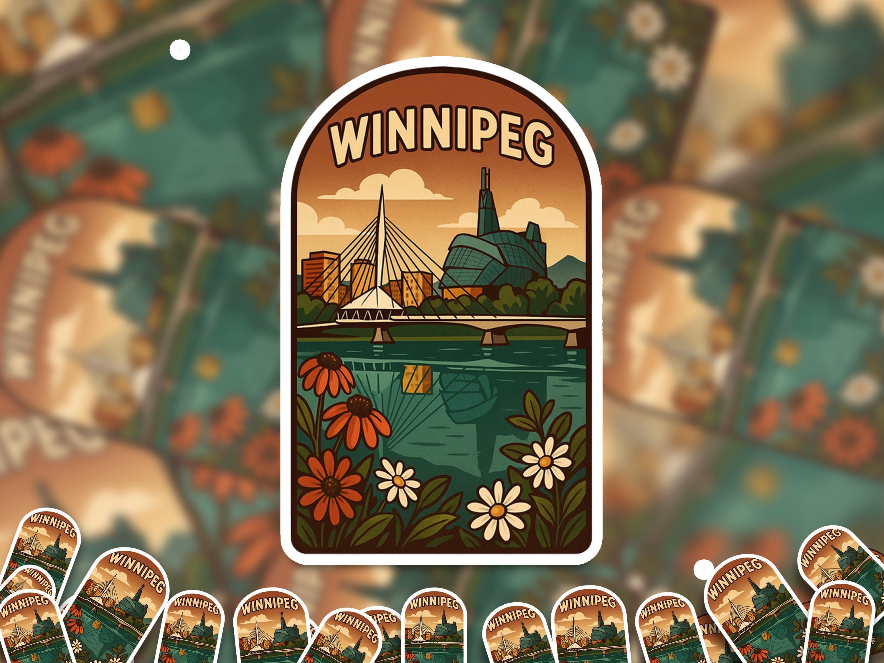 Winnipeg Sticker Canada, Vintage City Vinyl Decal, Retro Travel Lover Collection, Journal Scrapbook
